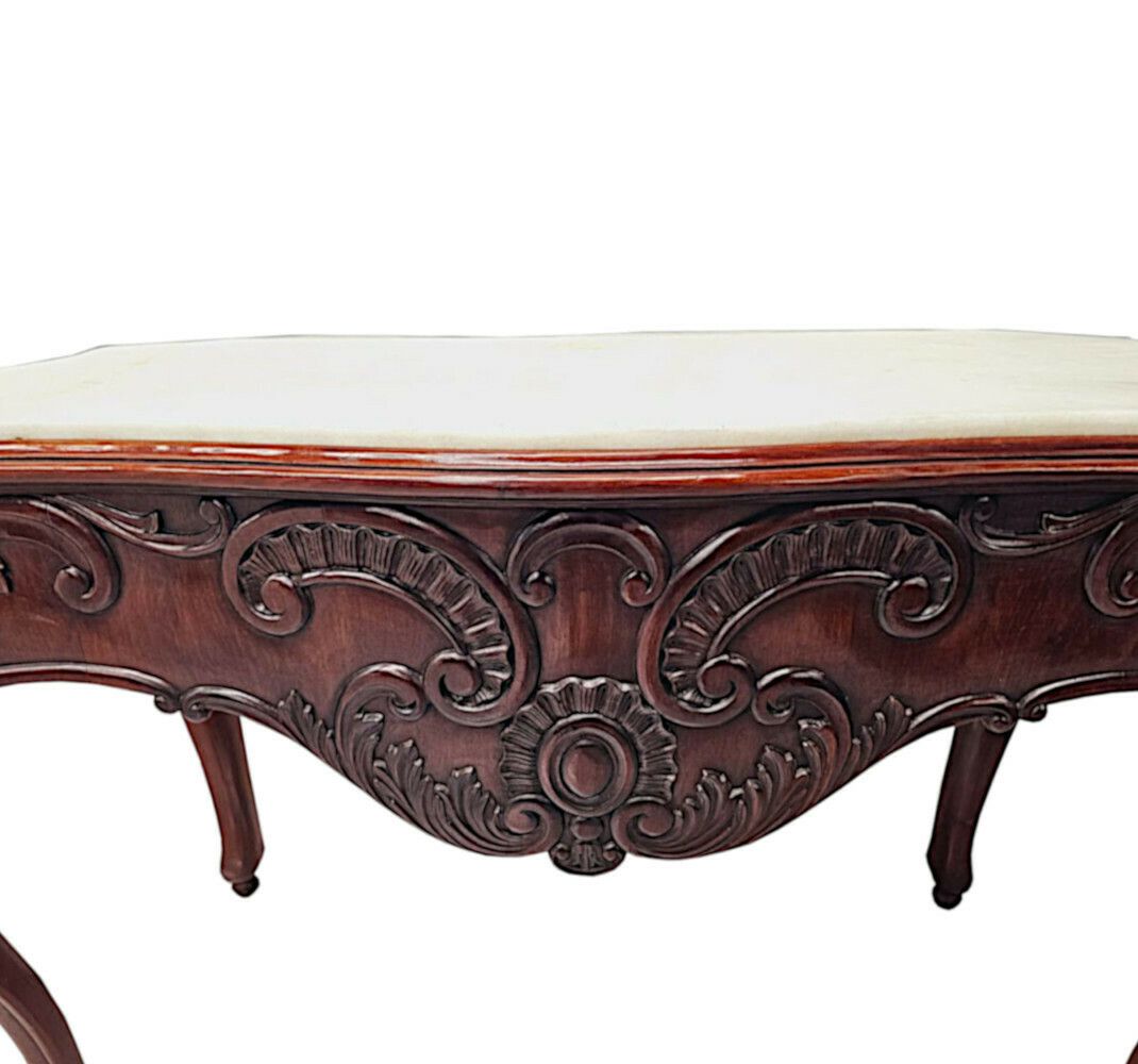 A Very Rare Pair Of 19th Century Carrara White Marble Top Console Tables photo for sale