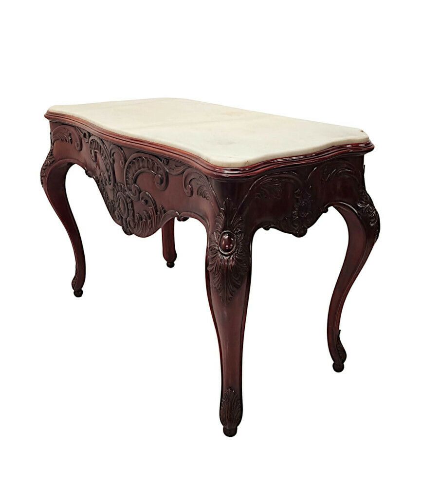 Furniture A Very Rare Pair Of 19th Century Carrara White Marble Top Console Tables photo
