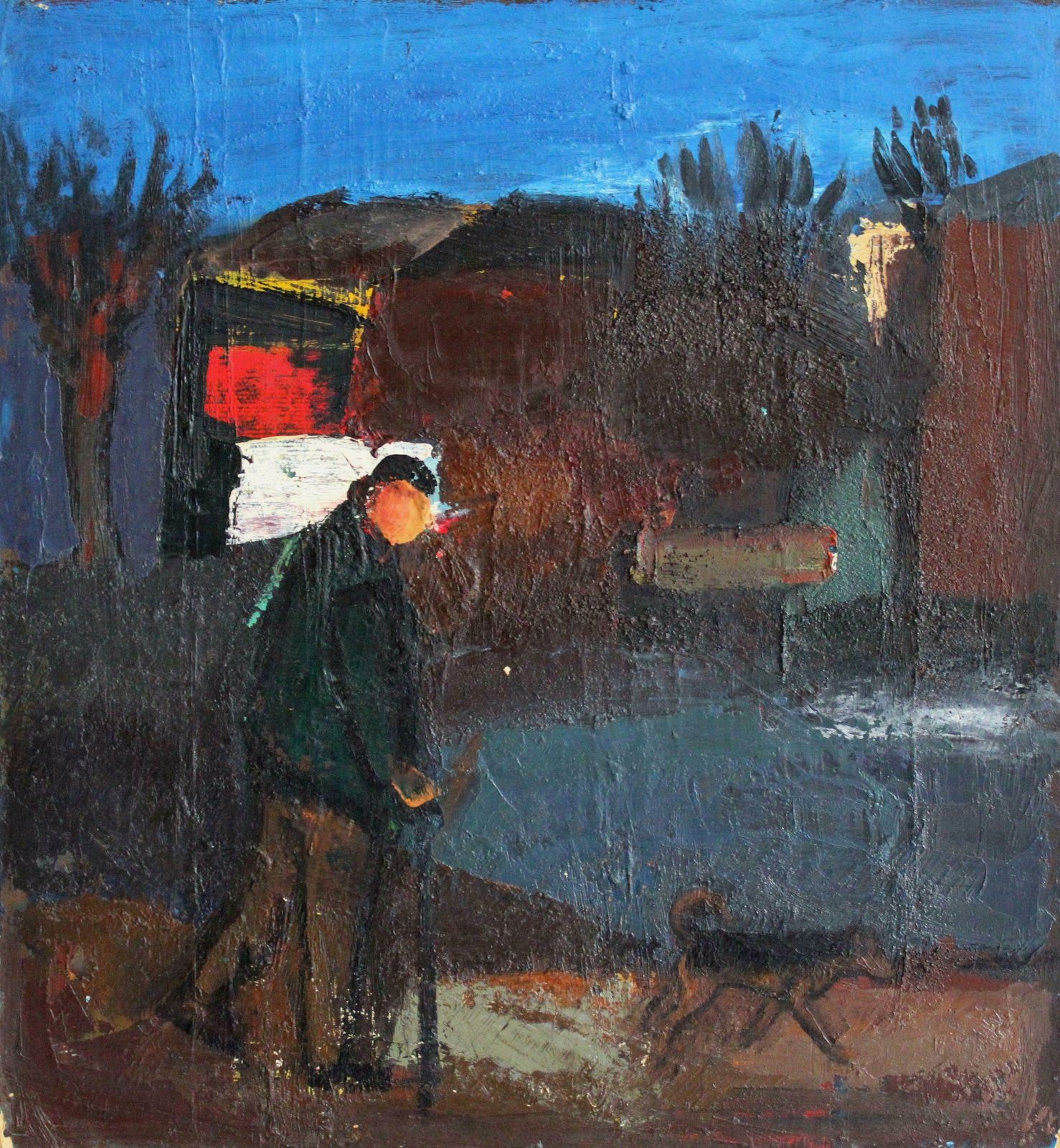 Aleksandr Rodin Walk. Oil On Cardboard,