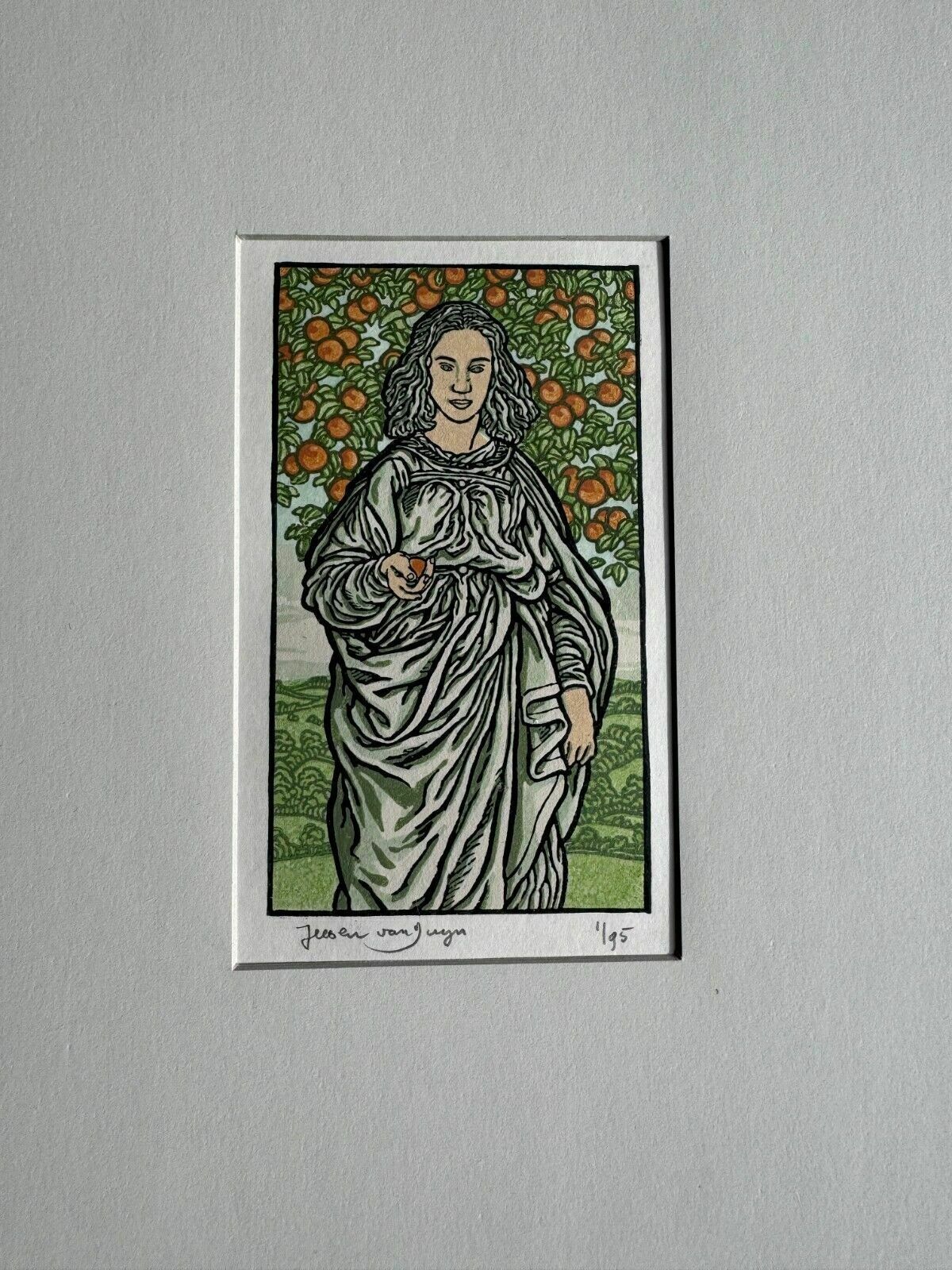 Jeroen Van Duyn (1952) Wood Engraving Signed Woodcut Signed 2005 Eve And Adam
