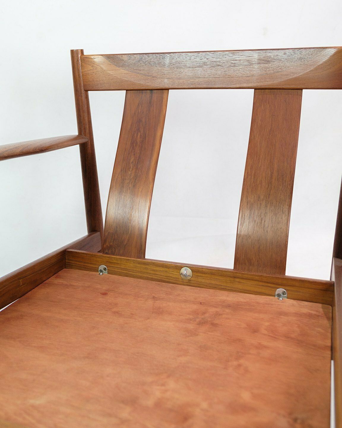 Armchair Model 118 In Teak And Black Leather By Grete Jalk For France & Son From 1960s photo vinterior