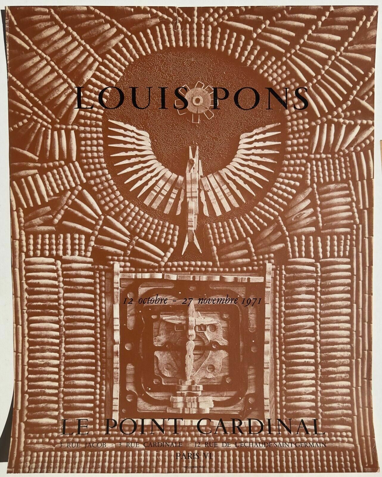 Louis Pons Poster Poster Gallery Le Point Cardinal Expo Paris 1971 Outsider Art
