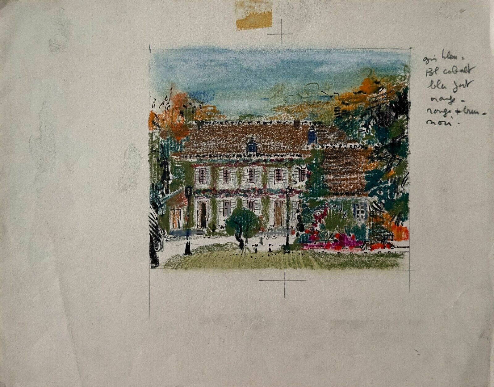 Monique Journod Pastel Ink Drawing   Preparatory Lithograph Model 1980