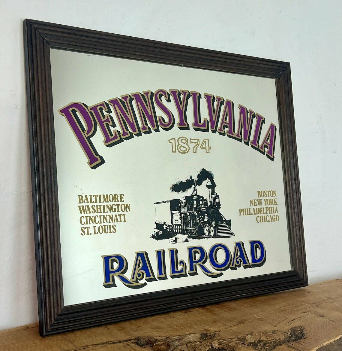 Historical Pennsylvania Railroad Company 1874 Advertising Mirror, Trains And Rail Stations, American Transport Picture, Wall Art