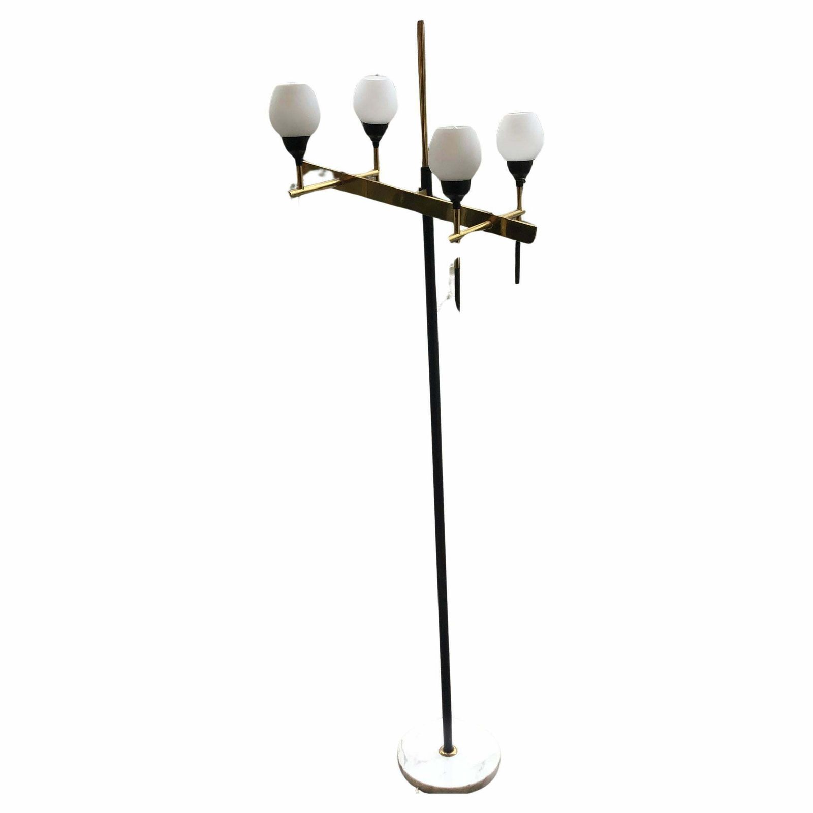 Stilnovo Floor Lamp Four Light Marble Iron Glass Brass, Italy