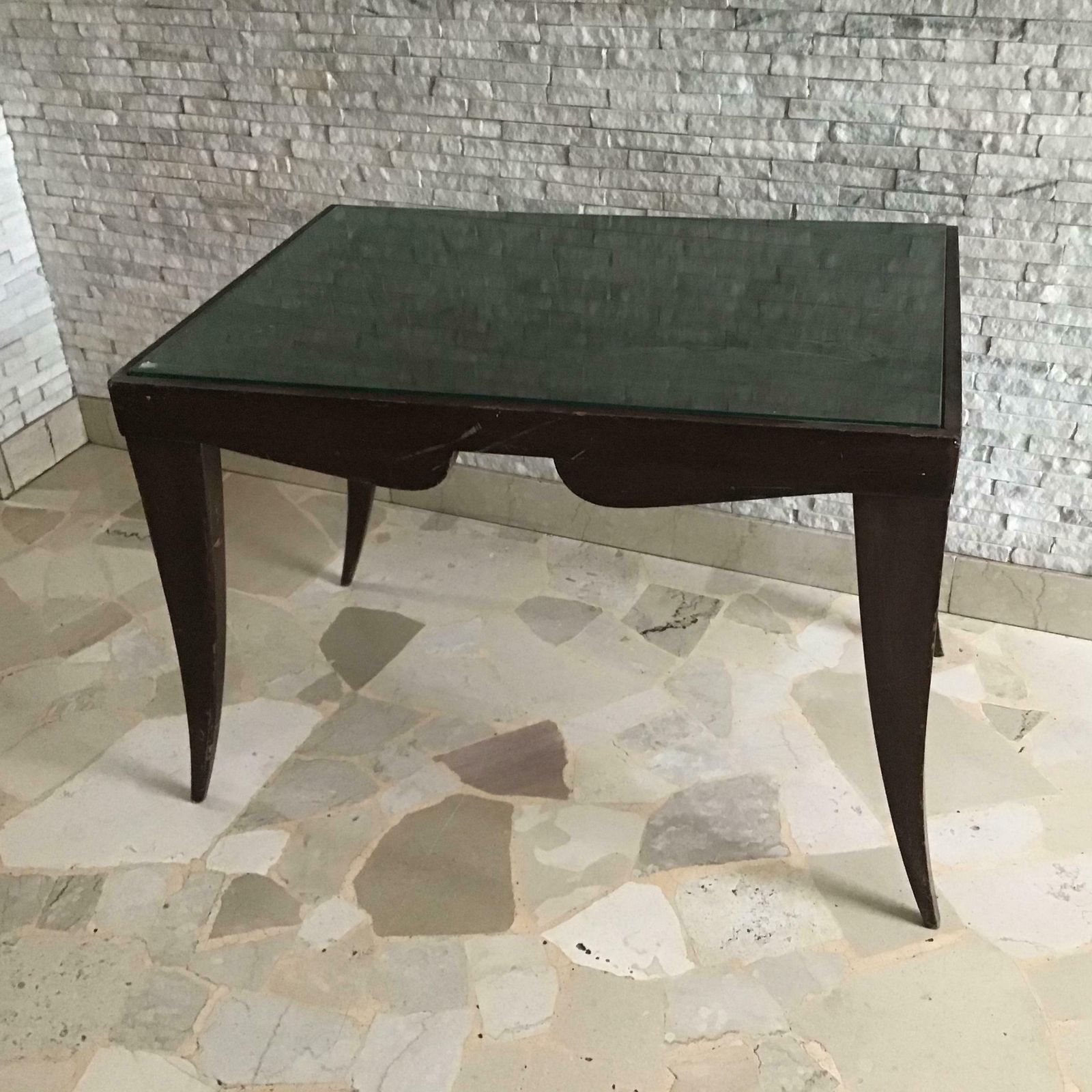 Osvaldo Borsani Coffee ' Table. Wood Glass 1950 Italy photo vintage