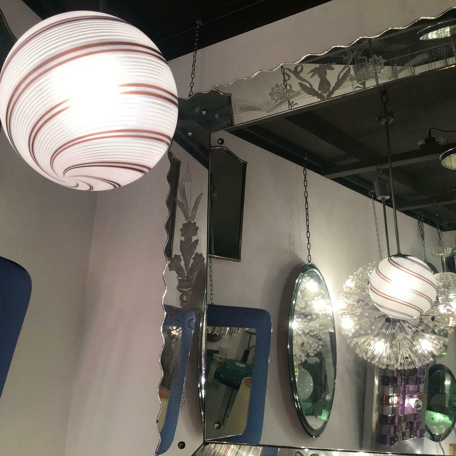 Venini Chandelier Glass Metal Crome 1958 Italy photo vinterior