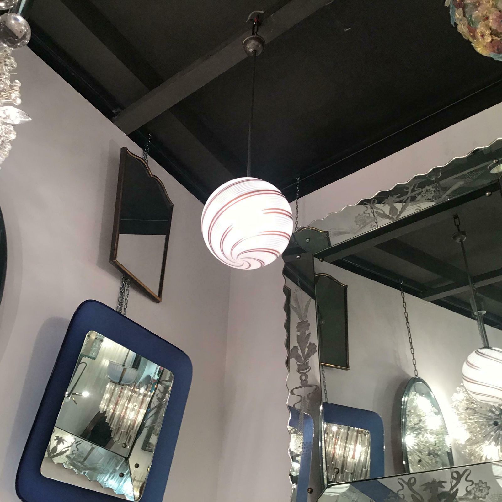 photo buy Venini Chandelier Glass Metal Crome 1958 Italy
