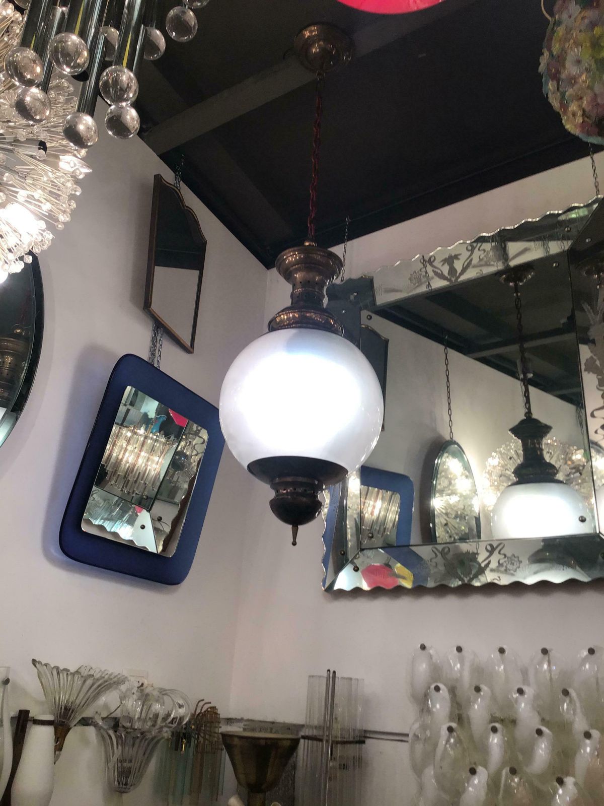Lighting Luigi Caccia Dominioni “Azucena “ Chandelier Glass Brass 1955 Italy photo