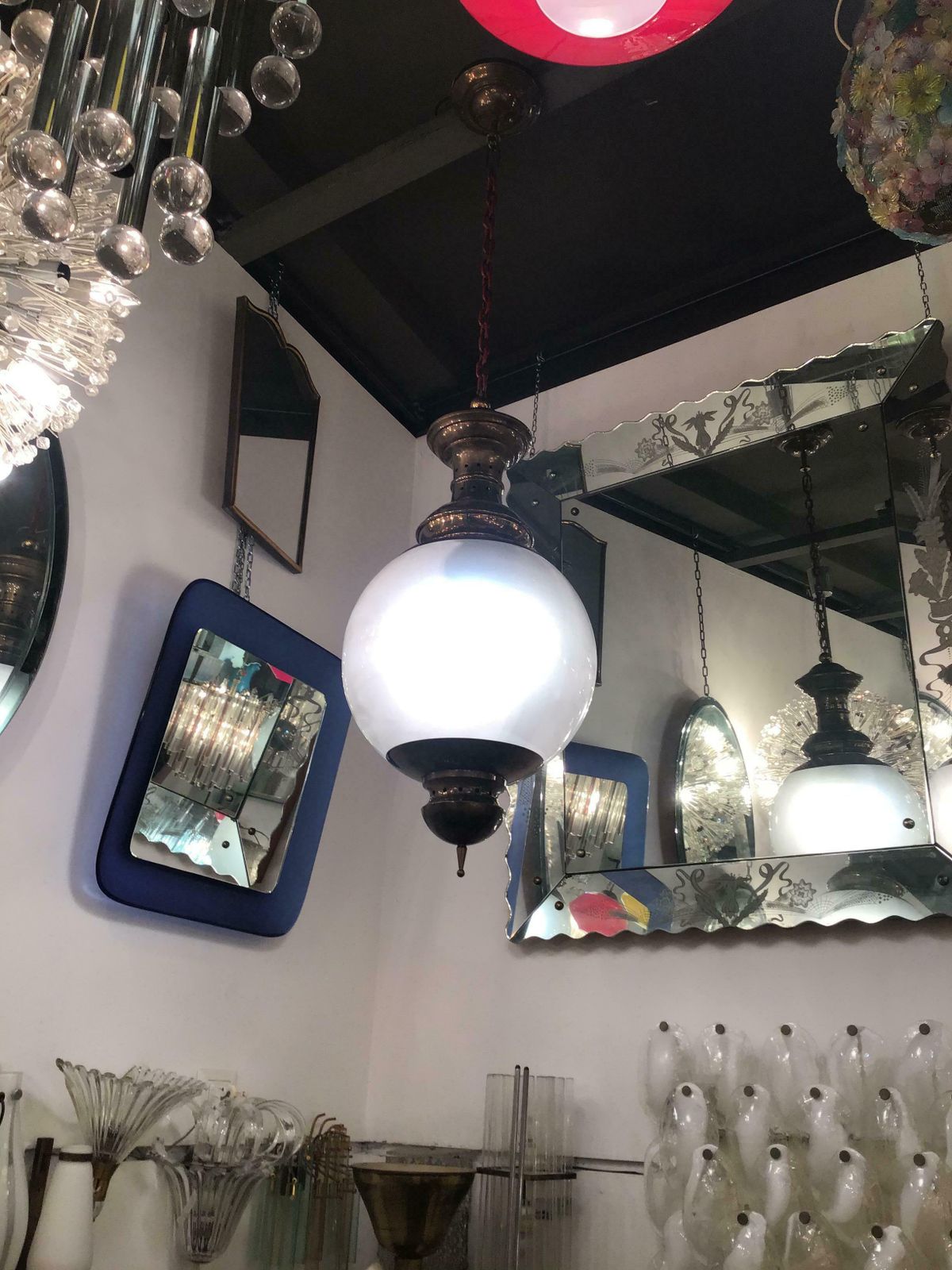 photo vinterior Luigi Caccia Dominioni “Azucena “ Chandelier Glass Brass 1955 Italy
