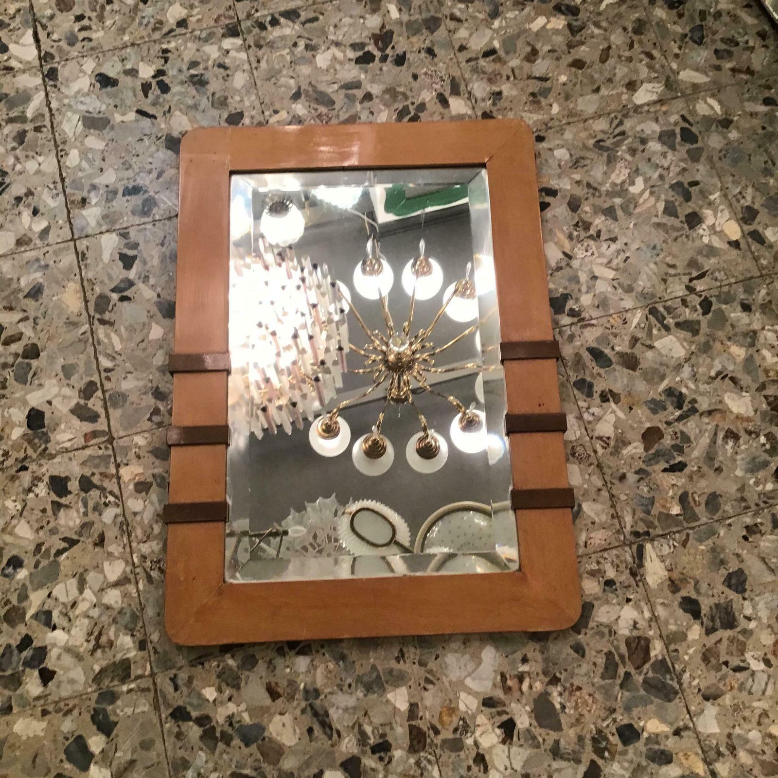 Osvaldo Borsani Wall Mirror Wood 1940 Italy photo vintage