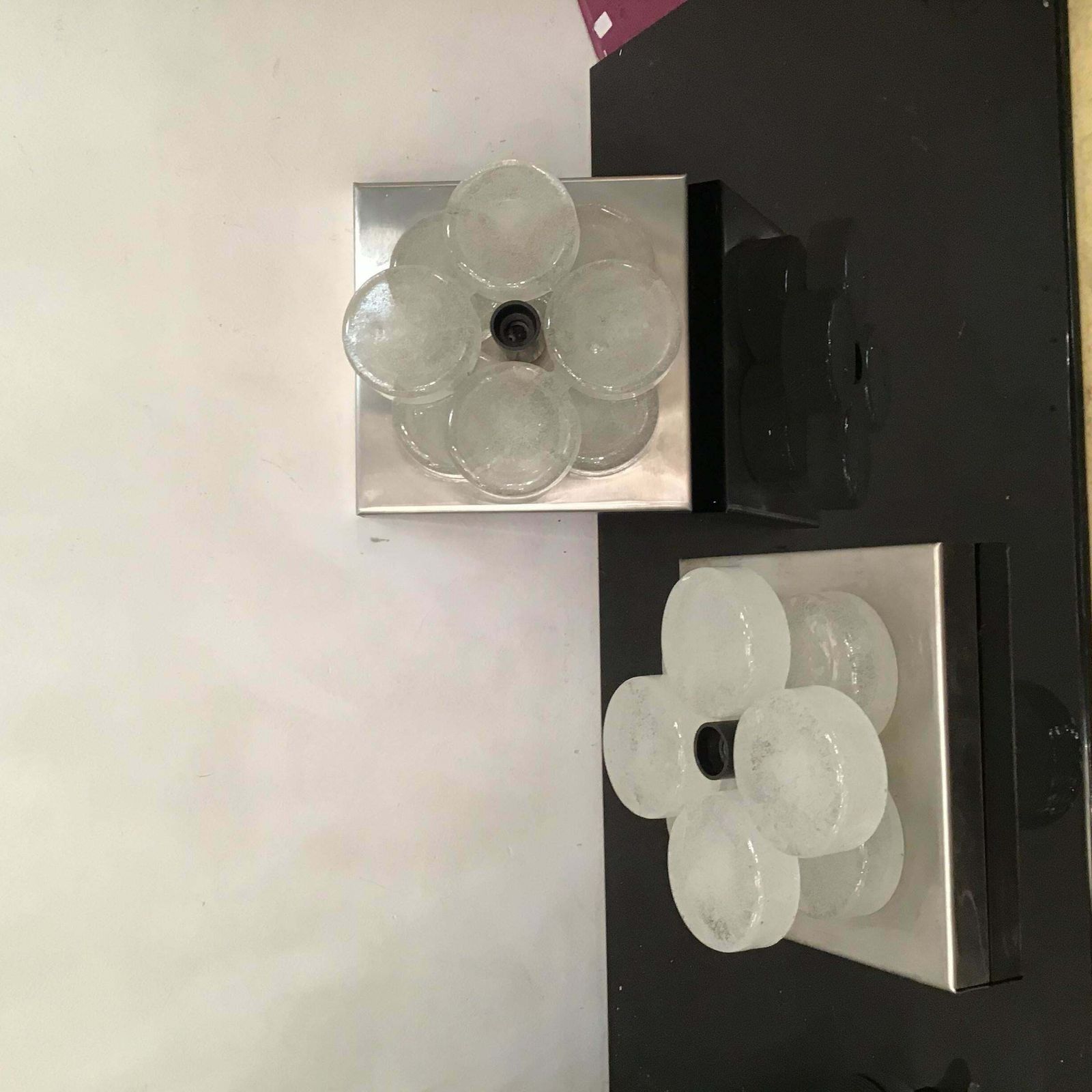 Albano Poli Sconces Murano Glass Metal Crome 1960 Italy photo furniture