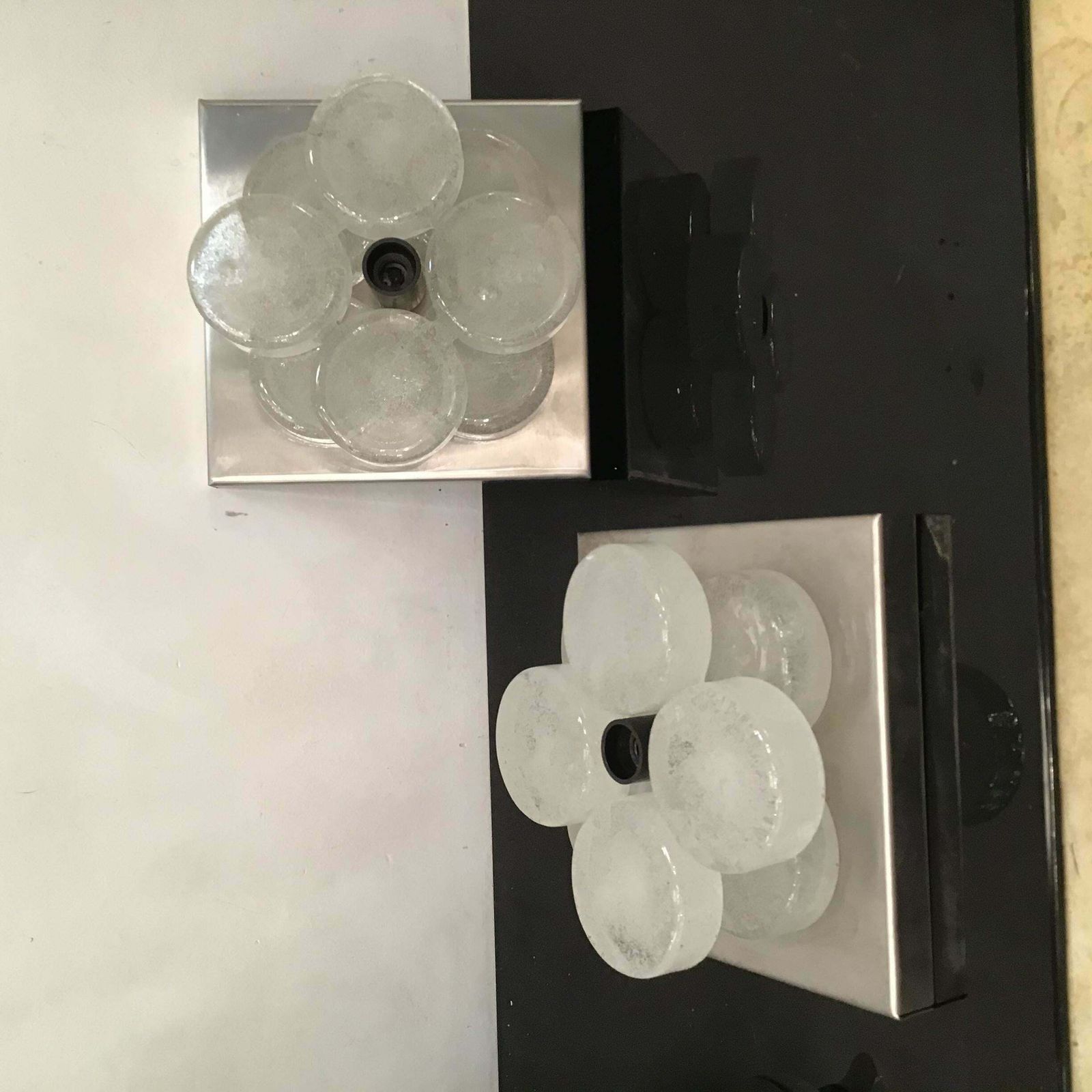 Albano Poli Sconces Murano Glass Metal Crome 1960 Italy photo buy