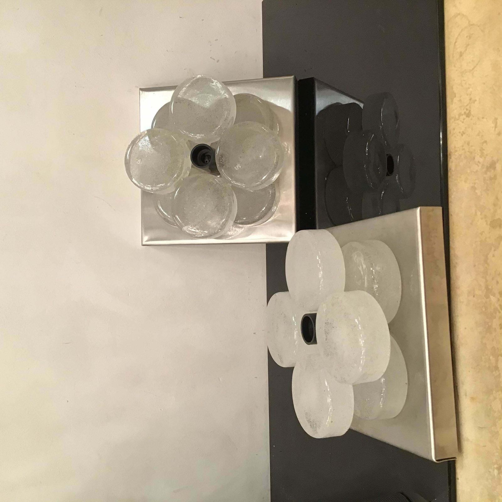 1310.0 Albano Poli Sconces Murano Glass Metal Crome 1960 Italy photo