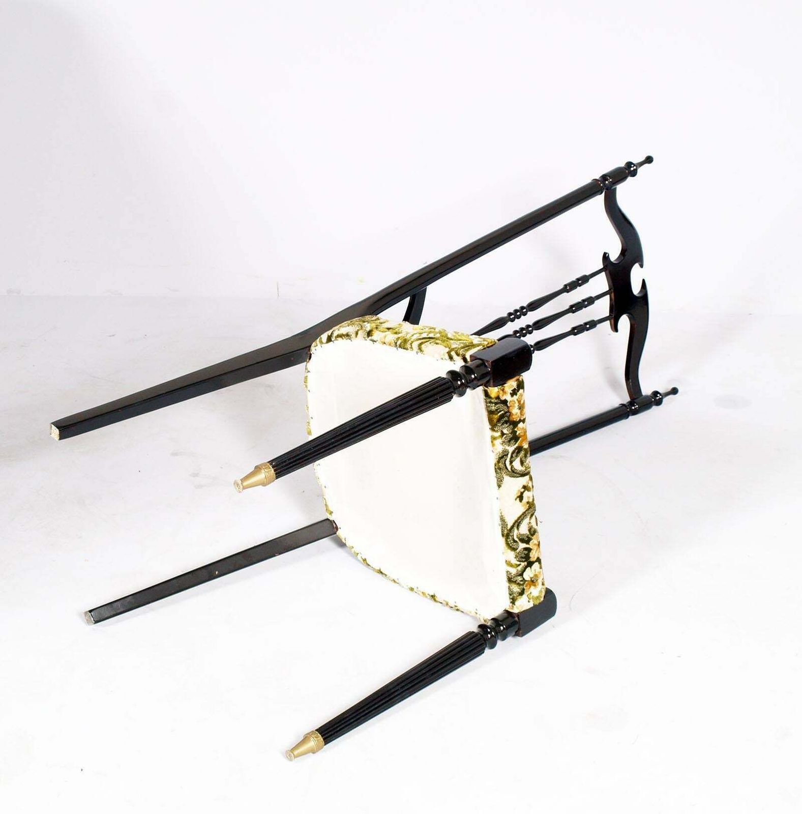 Italian Pair Of Chiavari High Back Chairs By Gaetano Descalzi, Ebonized Mahogany photo Furniture