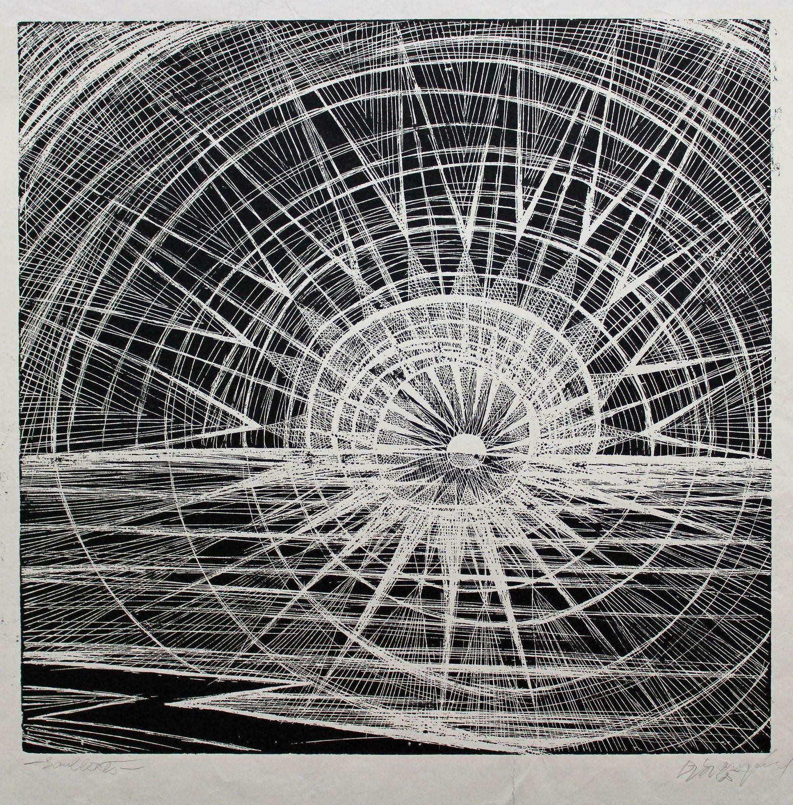 Dzidra Ezergaile Sunrise. 1965, Paper, Etching, 53x52 Cm 1965