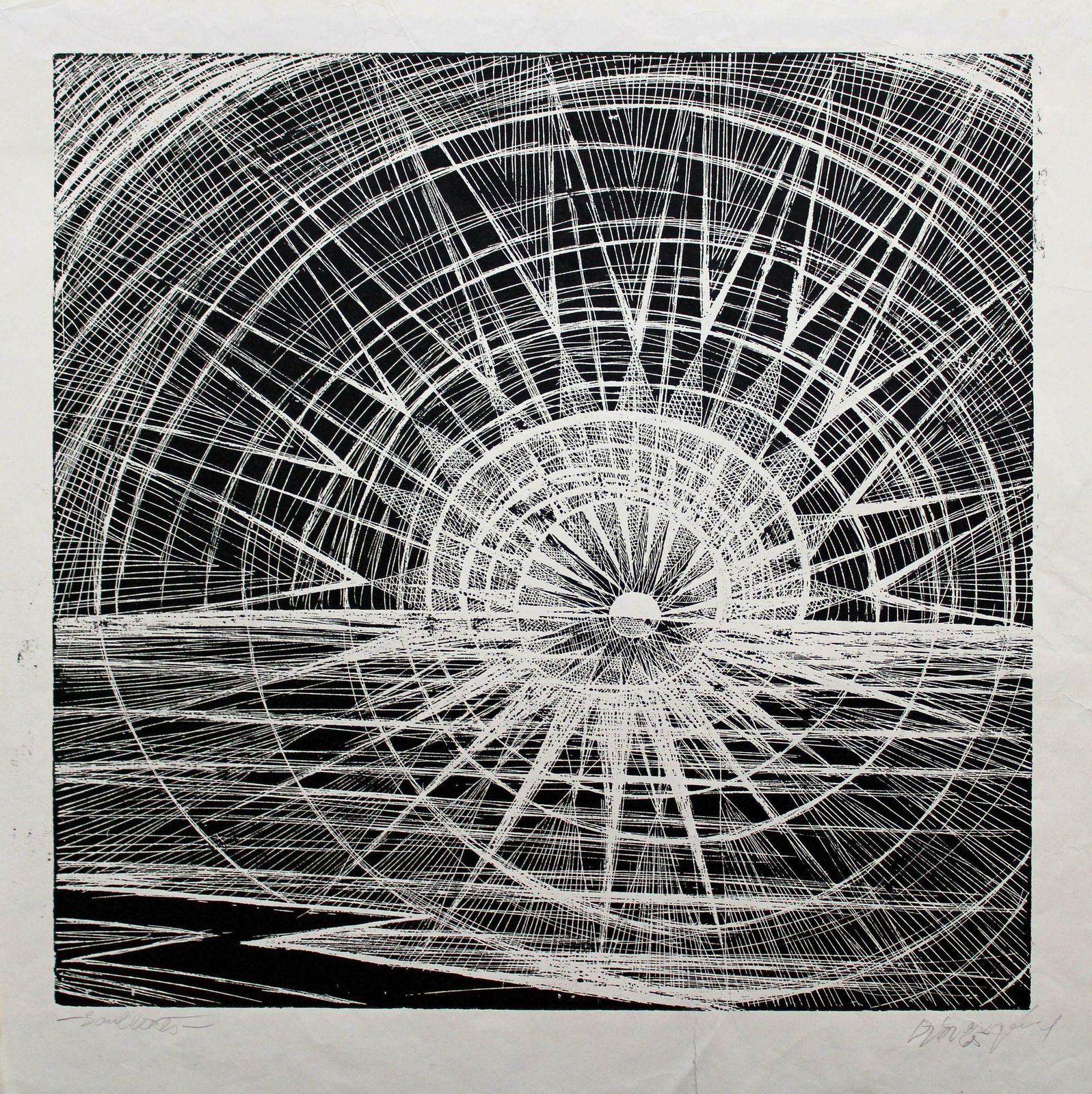 Dzidra Ezergaile Sunrise. 1965, Paper, Etching, 53x52 Cm 1965 photo furniture