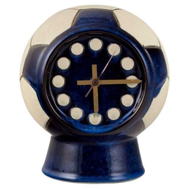 Berit Sundell, Gustavsberg. Ceramic Tabletop Clock In The Shape Of A Soccer Ball