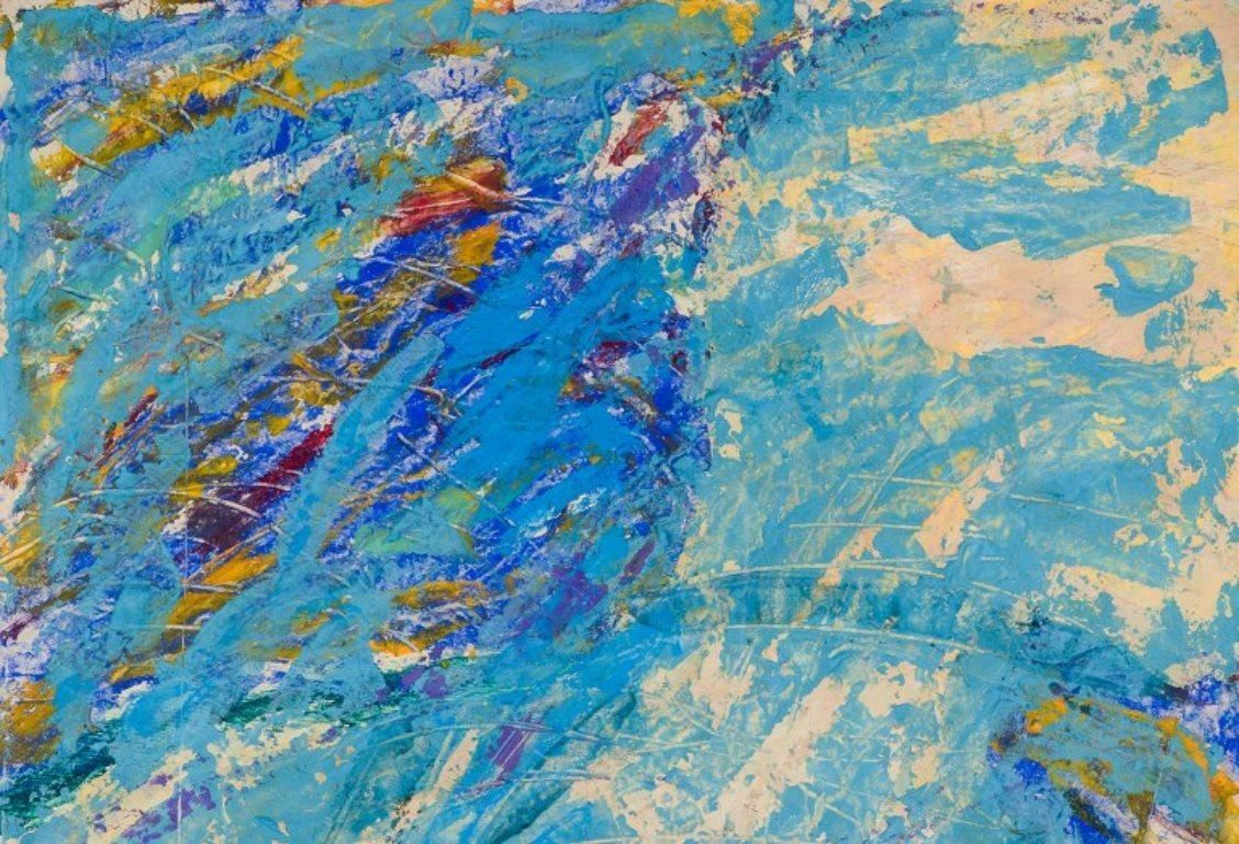 A. Rust, German Artist. Acrylic Painting On Wood Panel. Abstract Composition. photo vintage
