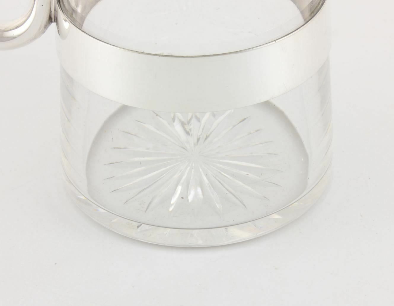Home Decor Silver Plate & Cut Glass Water Pitcher Jug. Millar Family M Crest. C1900. photo