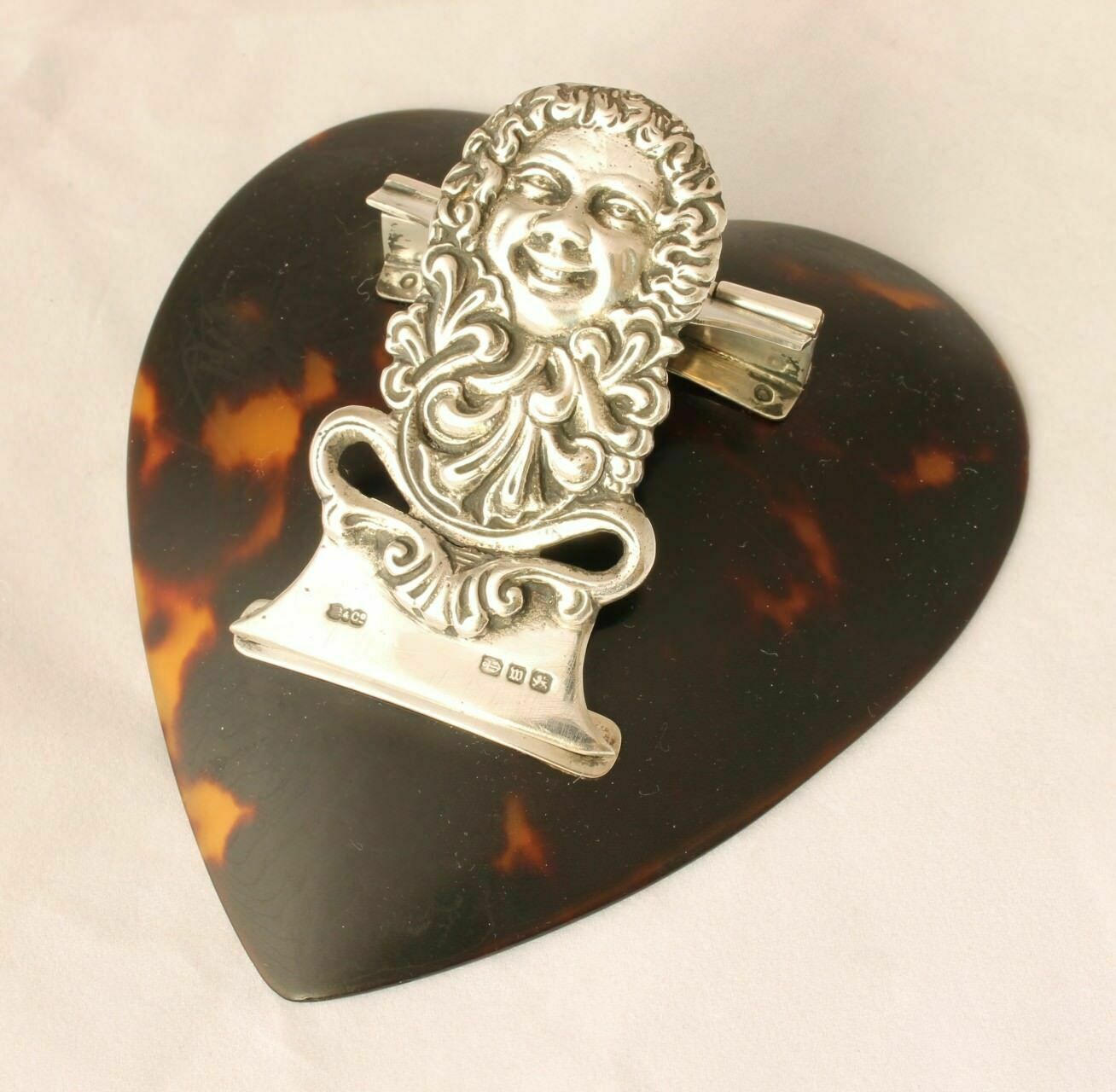 Victorian Heart Shaped Novelty Silver Stationery Desk Paper Clip 1896. photo Home Decor