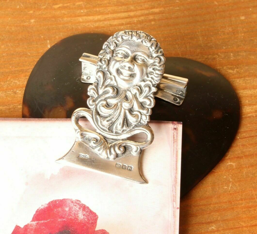 Victorian Heart Shaped Novelty Silver Stationery Desk Paper Clip 1896. photo vinterior