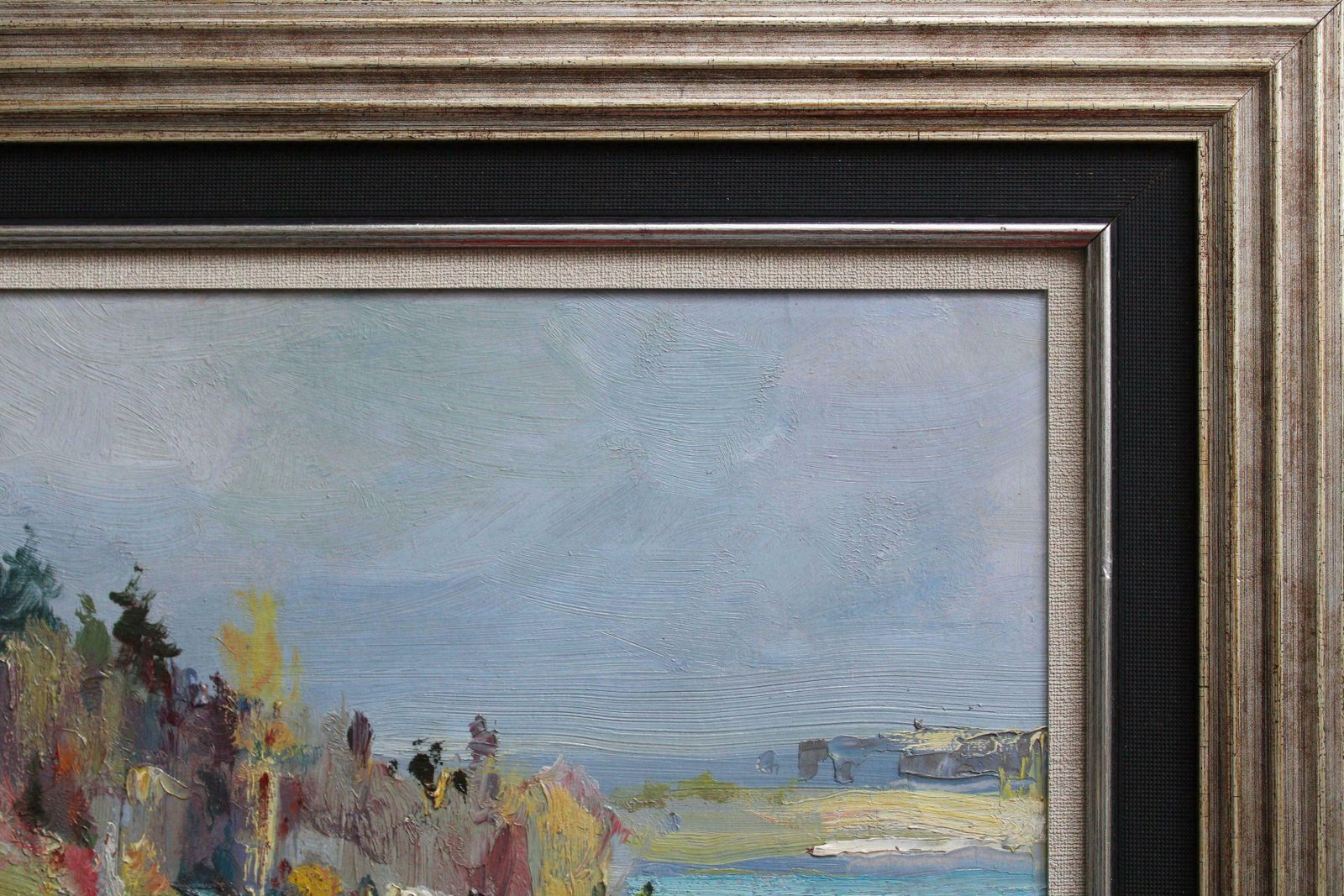 Janis Galzons The River In The Summer. Cardboard, Oil photo vinterior
