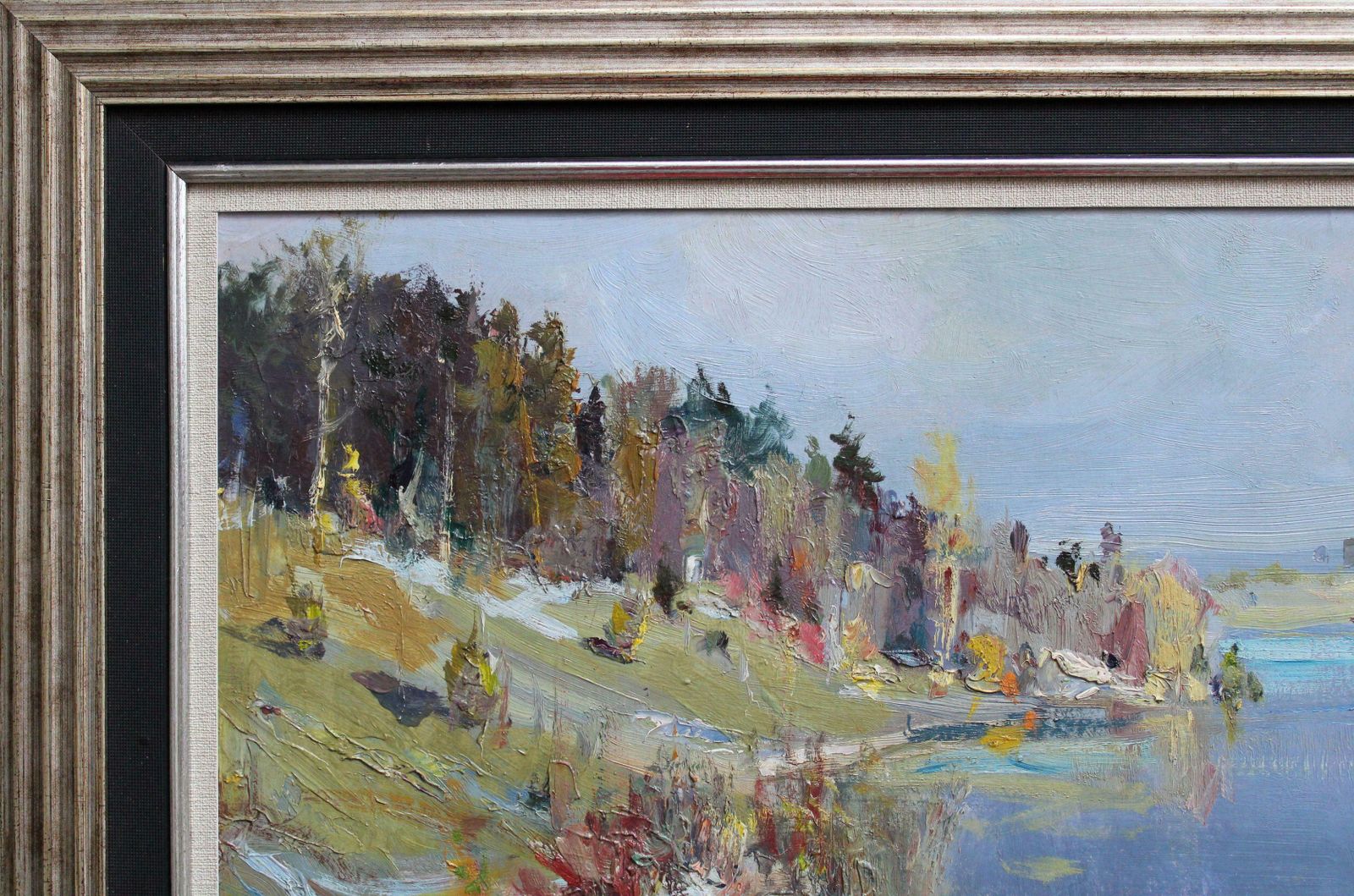 Janis Galzons The River In The Summer. Cardboard, Oil photo buy