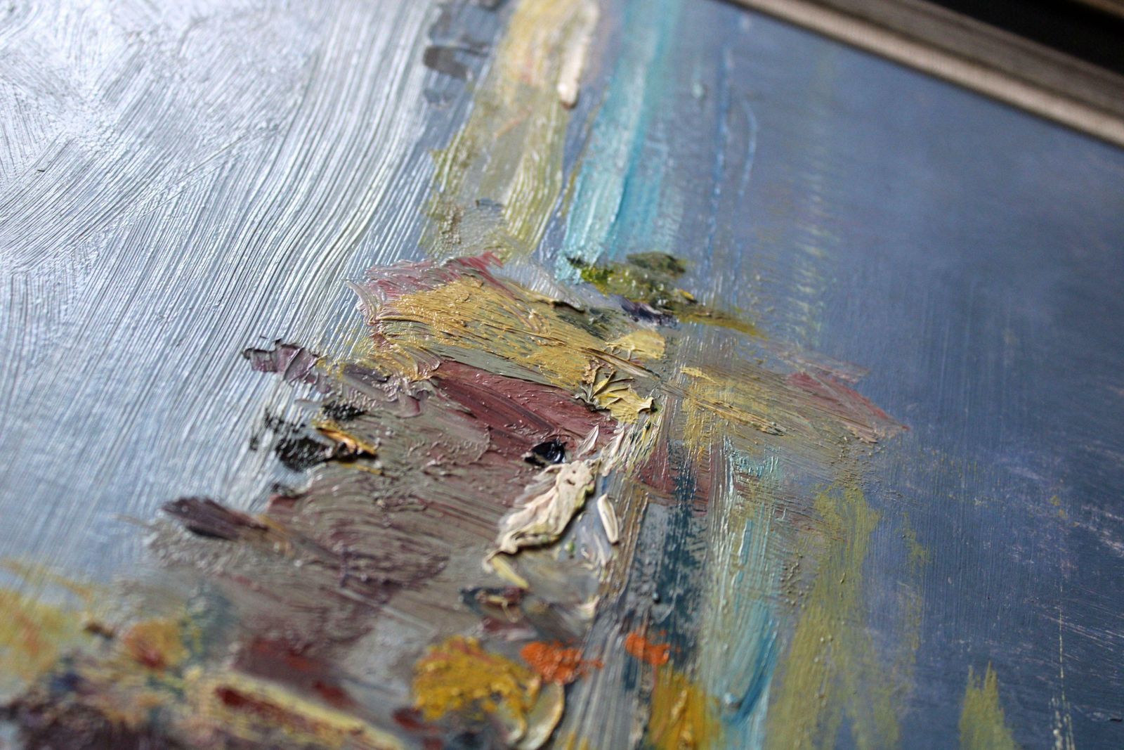 Art Janis Galzons The River In The Summer. Cardboard, Oil photo