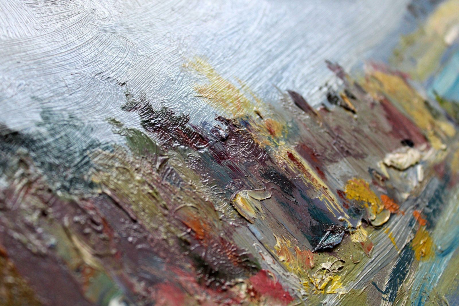 418.0 Janis Galzons The River In The Summer. Cardboard, Oil photo
