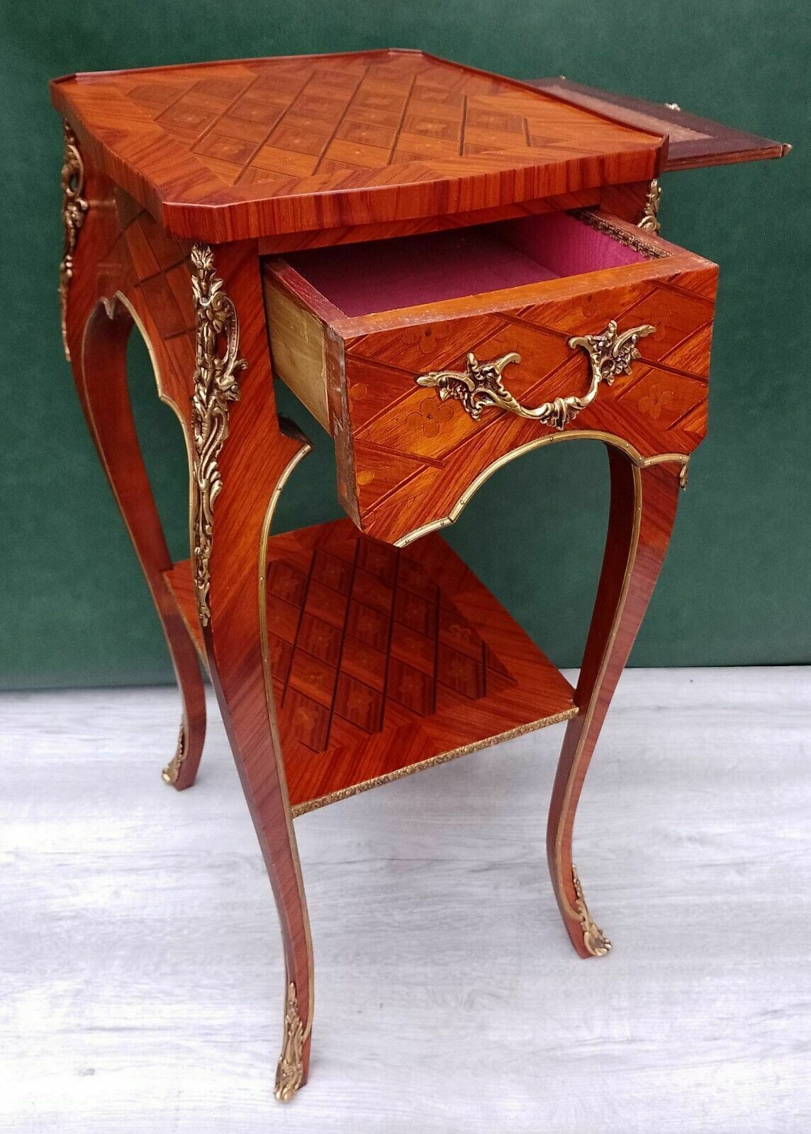 Antique Early 20th Century French Empire Ormolu And Kingwood Inlaid Lamp Table photo Furniture