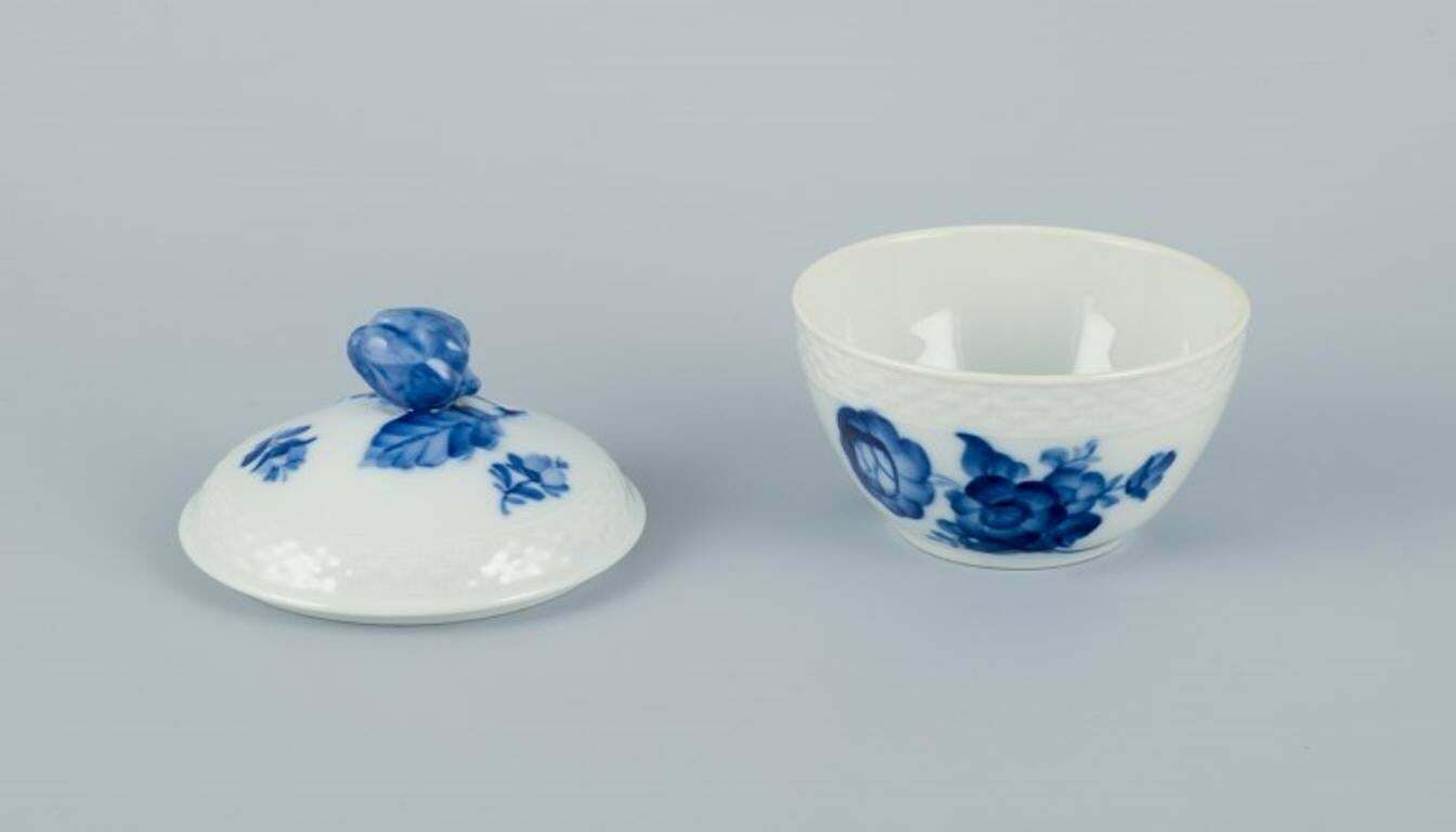 Royal Copenhagen Blue Flower Braided. Sugar Bowl And Bouillon Cup In Porcelain. photo for sale