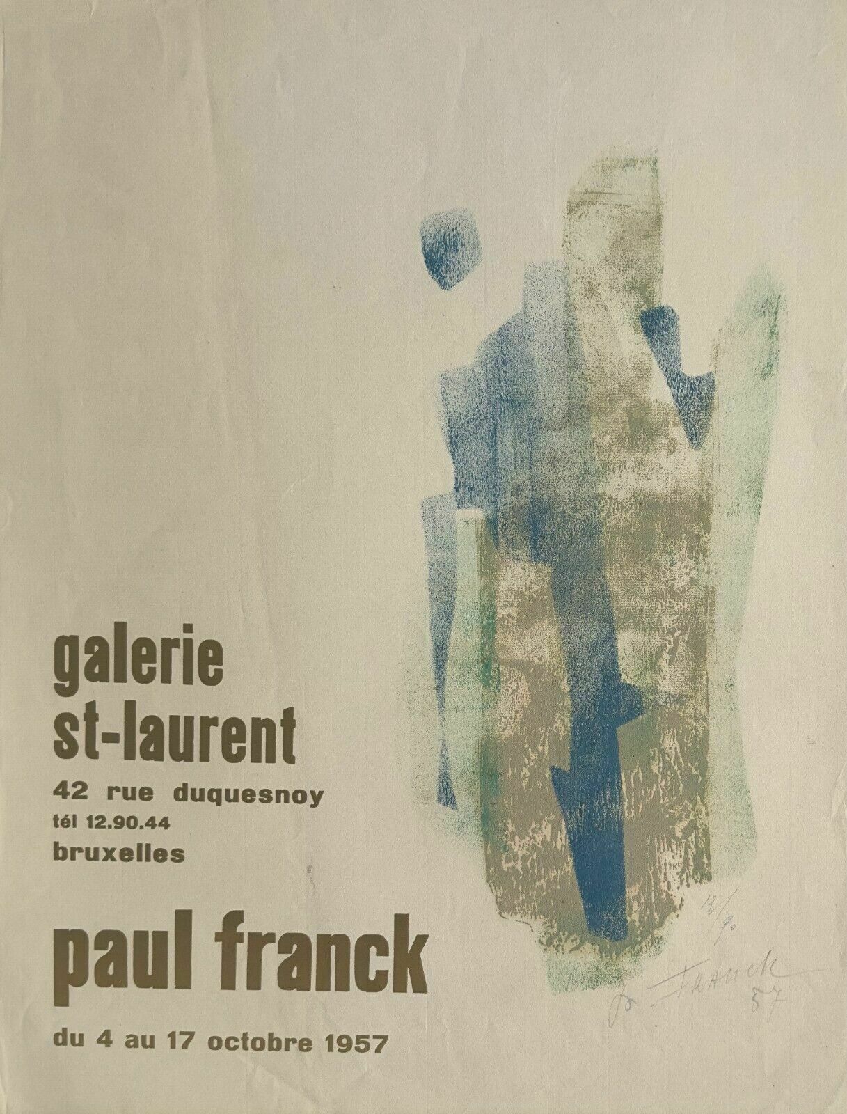 Paul Franck Monotyping Signed Numbered Exhibition Brussels St Laurent 1957