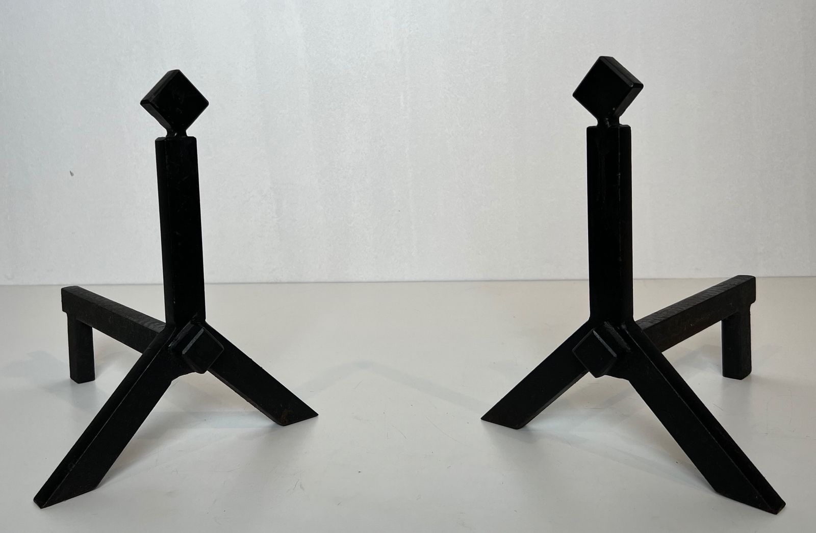980.0 Pair Of Modernist Steel Andirons photo