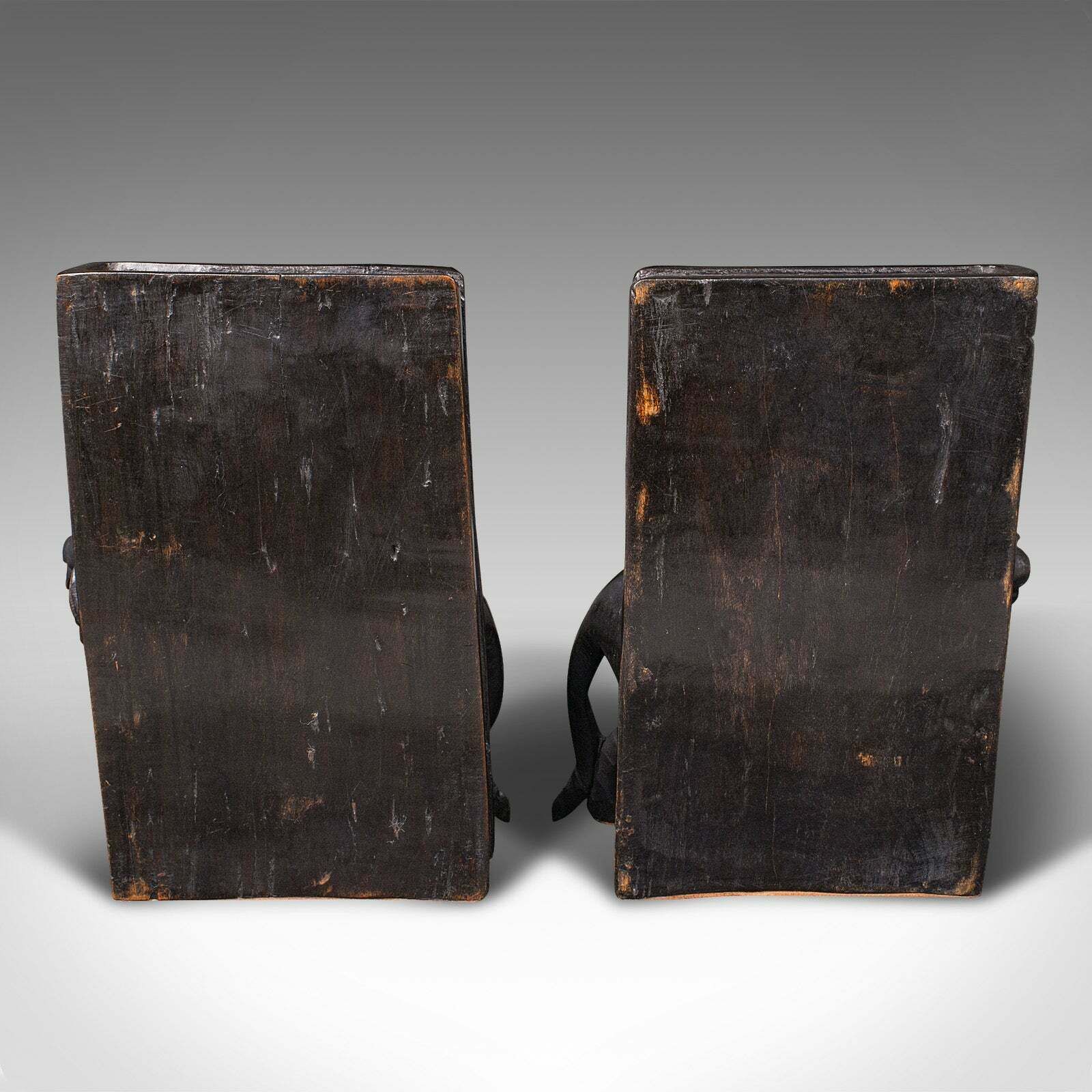 Pair Of Antique Carved Lion Bookends, Oriental, Ebonised, Book Rest, Victorian photo 495.0