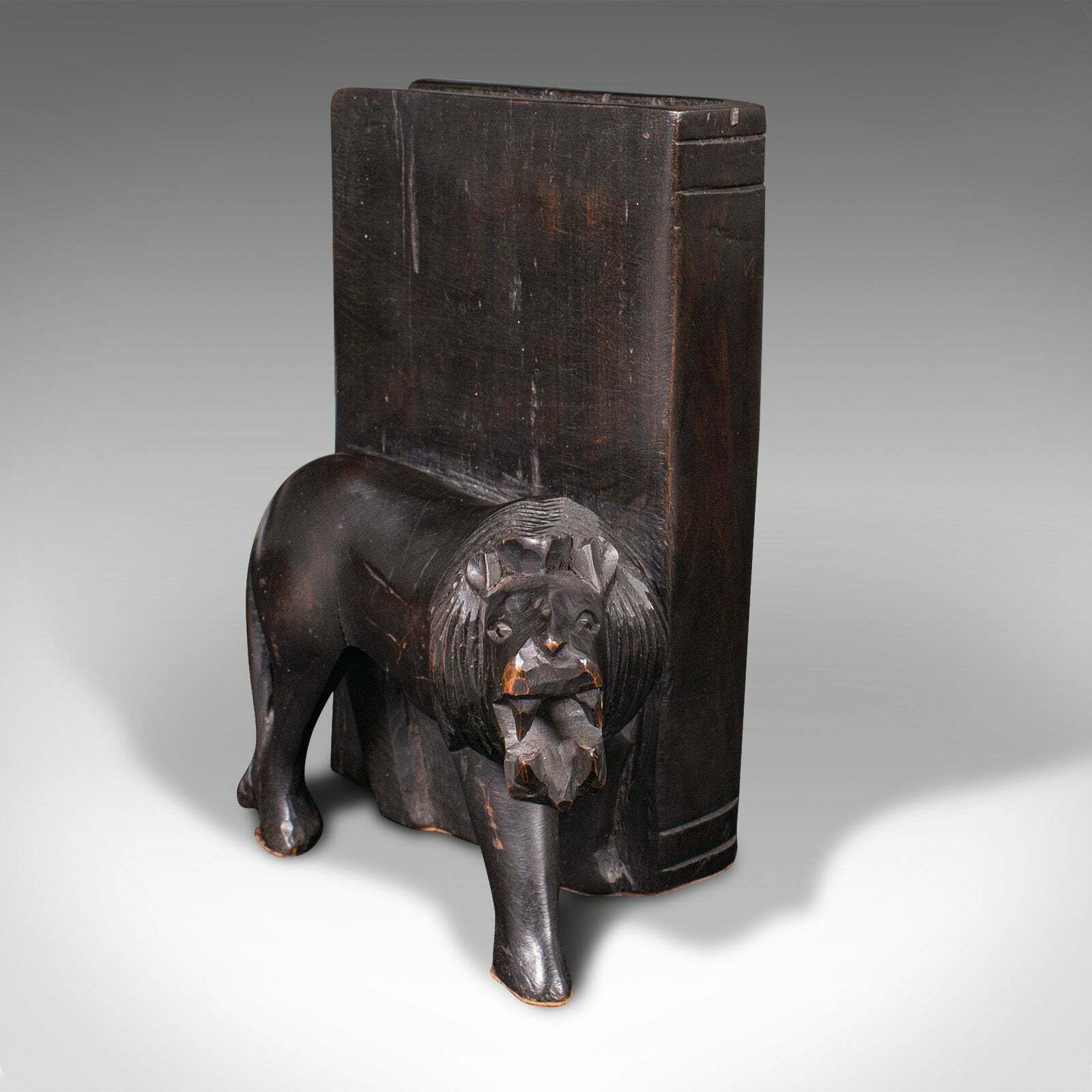 Pair Of Antique Carved Lion Bookends, Oriental, Ebonised, Book Rest, Victorian photo vinterior
