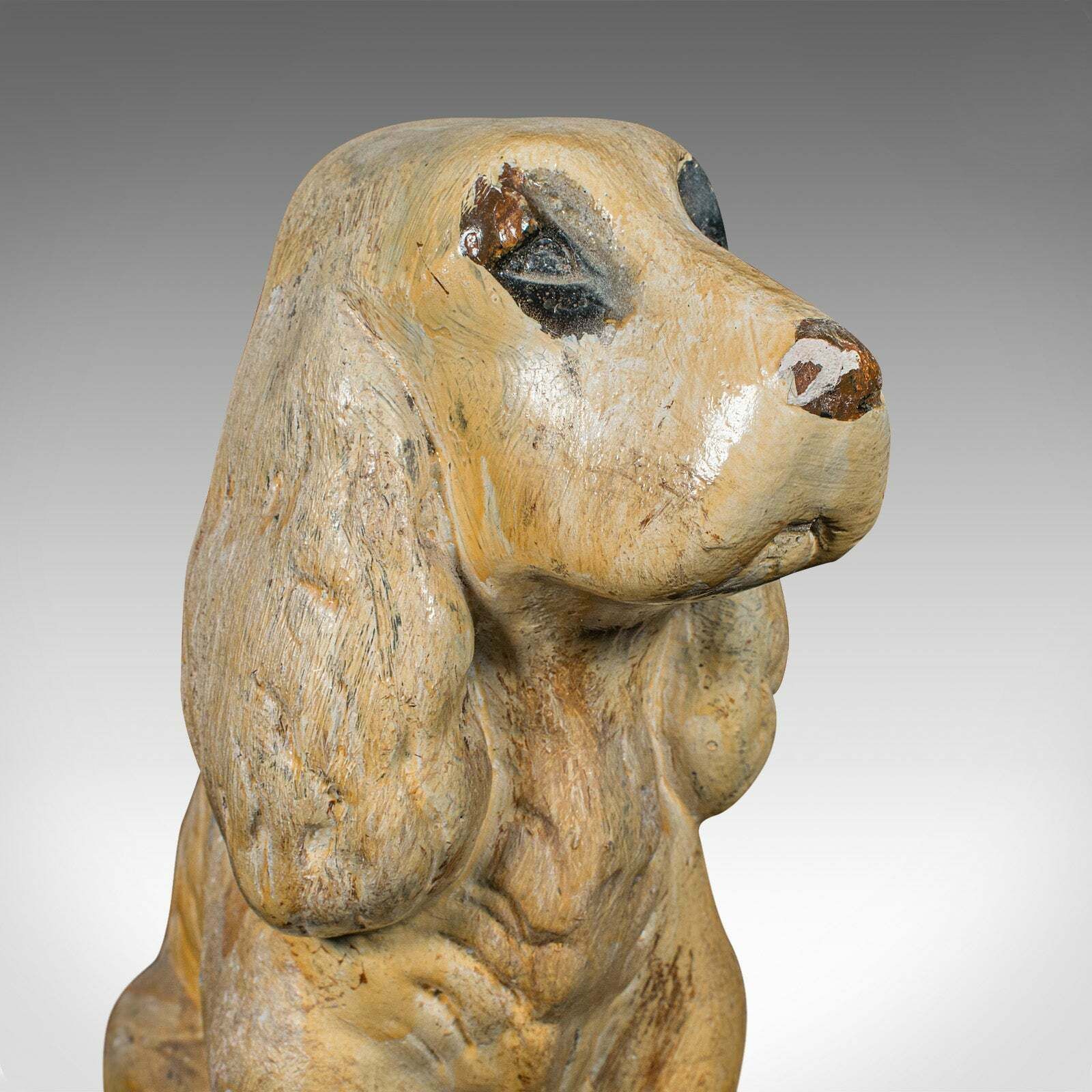 photo for sale Pair Of Antique Cocker Spaniel Figures, English, Plaster, Doorstops, Edwardian