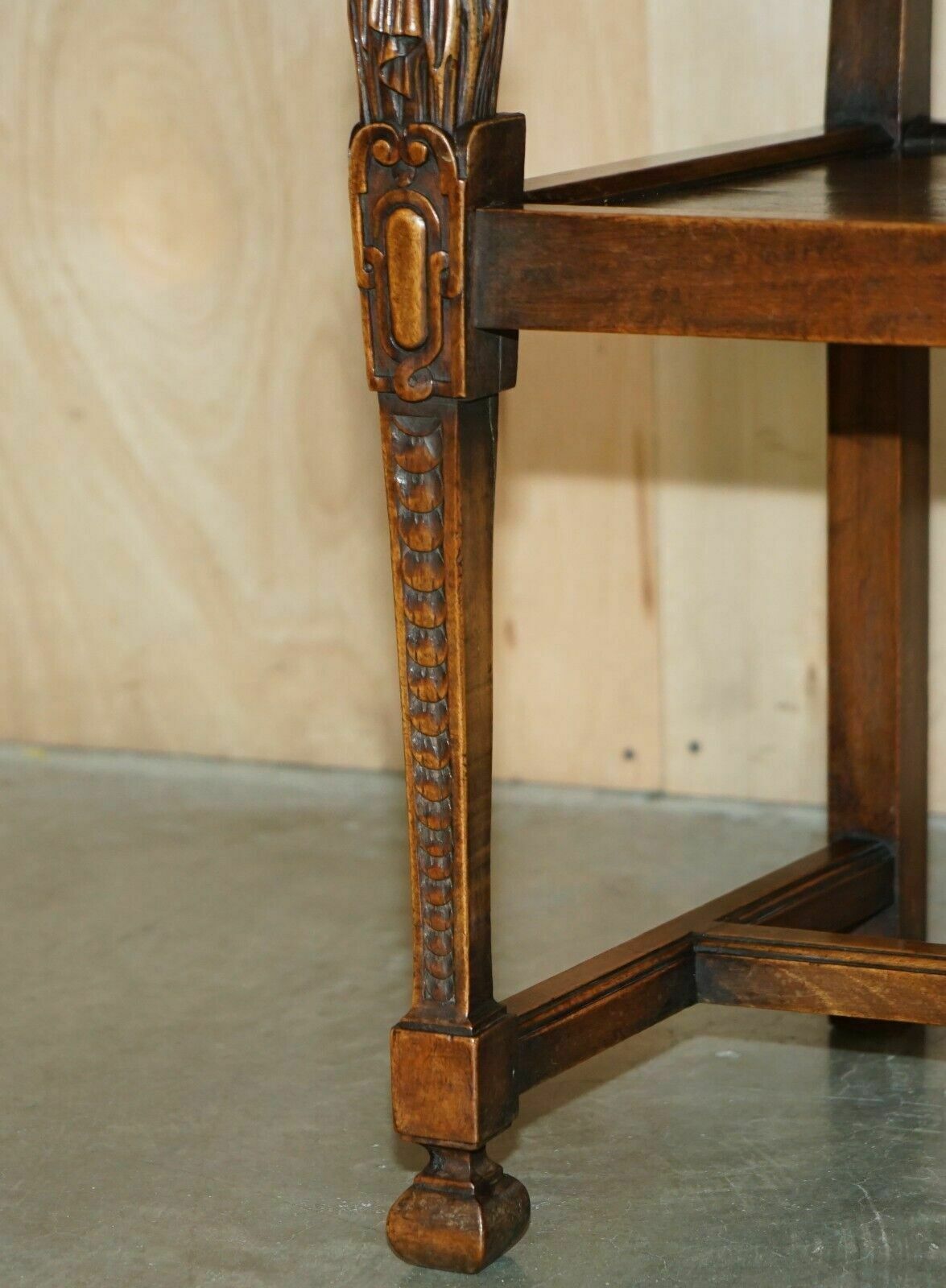 Pair Of Ornately Carved Neo Gothic Solid Walnut 19th Century Ceremony Armchairs photo buy