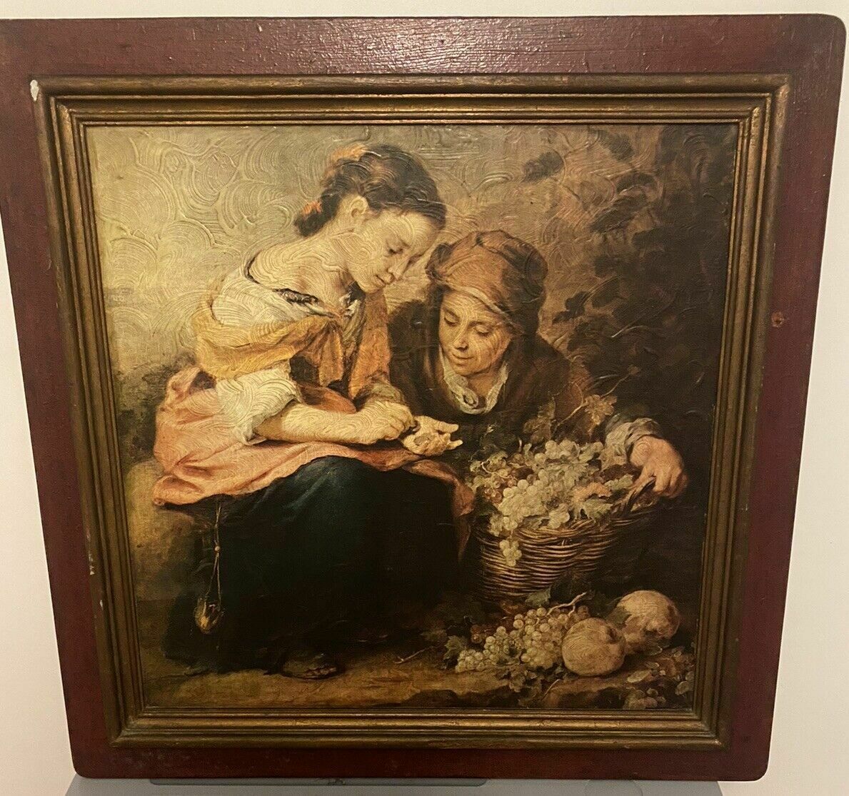 Antique Oil On Board After Bartolome Esteban Murillo The Little Fruit Seller photo furniture