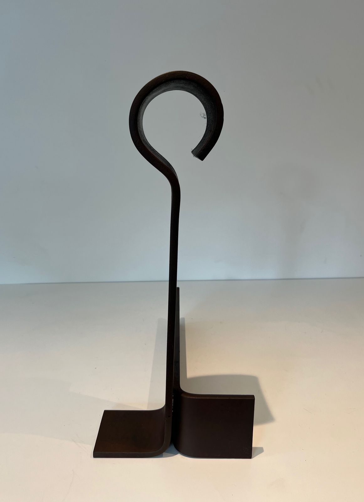 Important Pair Of Modernized Wrought Iron Andirons photo vinterior