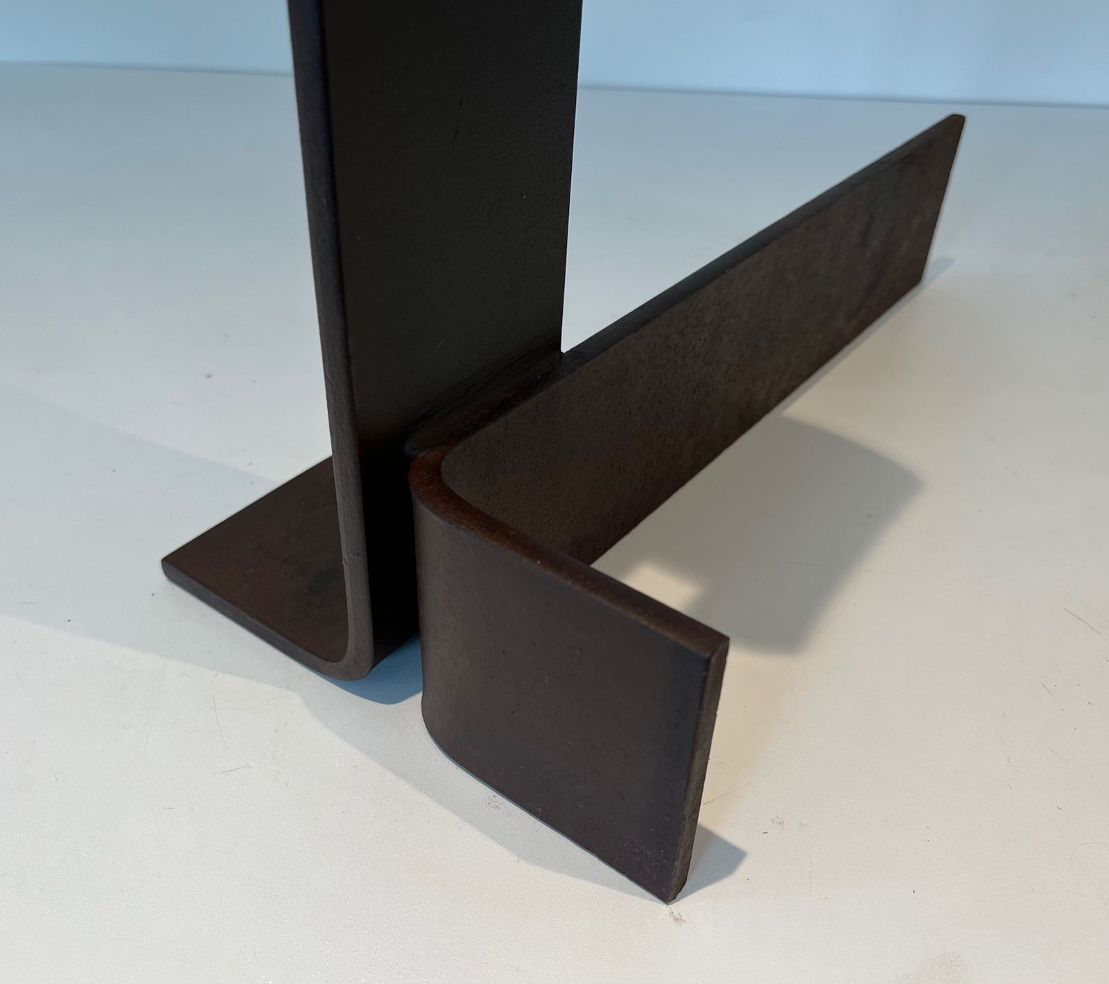 photo buy Important Pair Of Modernized Wrought Iron Andirons