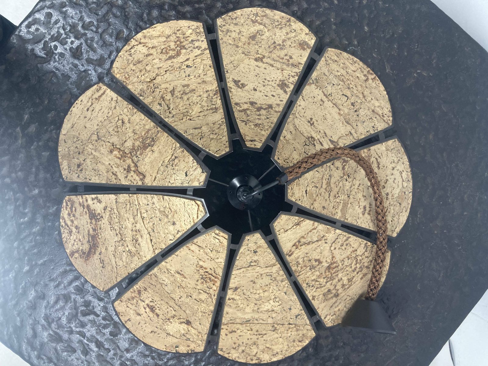 Xl Clover Cork Hanging Pendant Lamp, Germany 1970s photo buy