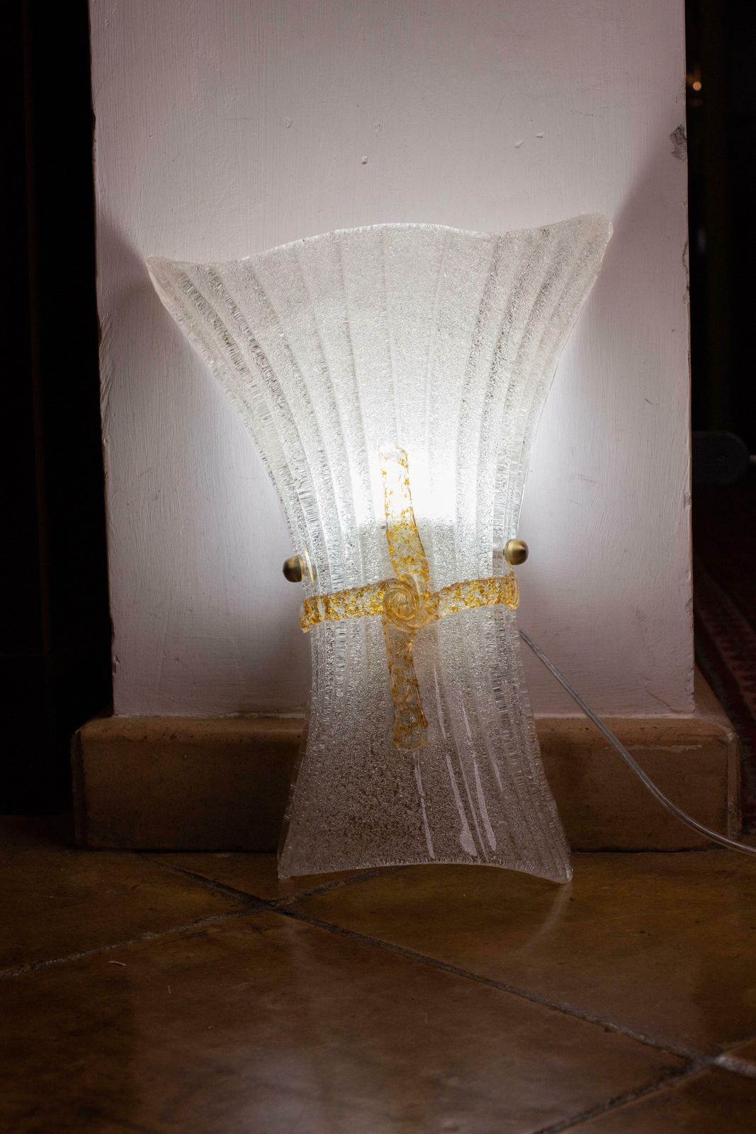 Pair Of Big Size Vintage Italian Murano Glass Wall Sconces, 1970 photo Lighting