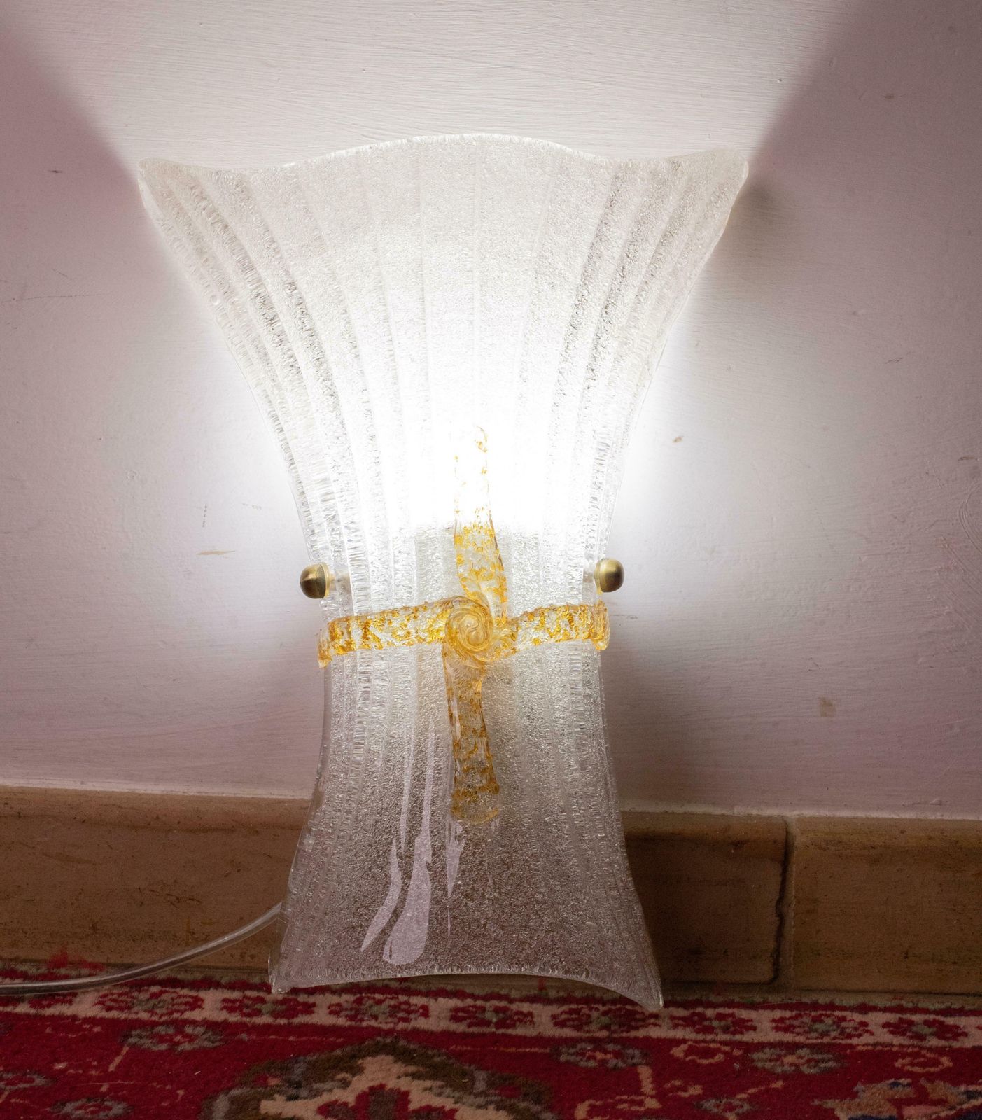 Pair Of Big Size Vintage Italian Murano Glass Wall Sconces, 1970 photo vintage