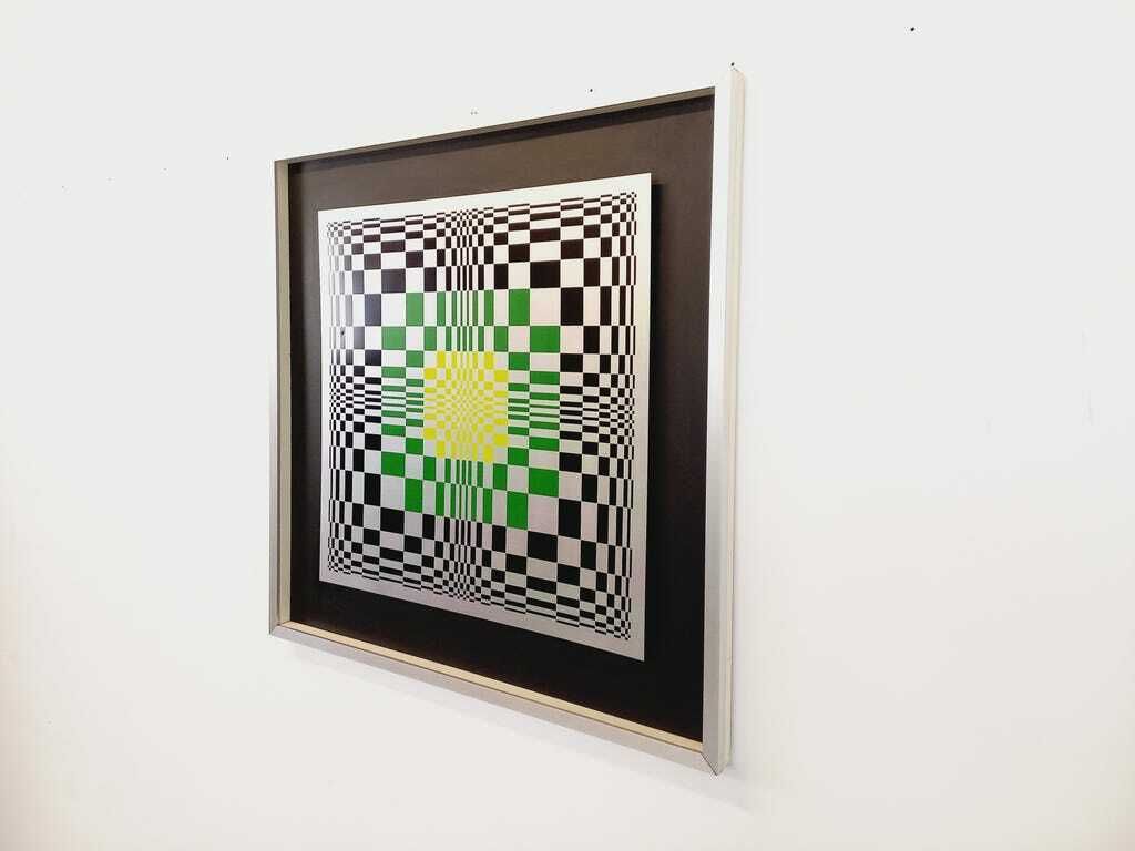 Nieuw | Zeefdruk Op Aluminium In Kinetisch Dambordpatroon, Gesigneerd Locof photo for sale