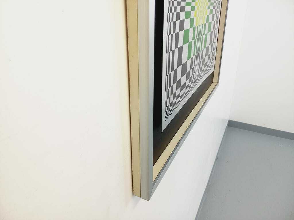 photo buy Nieuw | Zeefdruk Op Aluminium In Kinetisch Dambordpatroon, Gesigneerd Locof