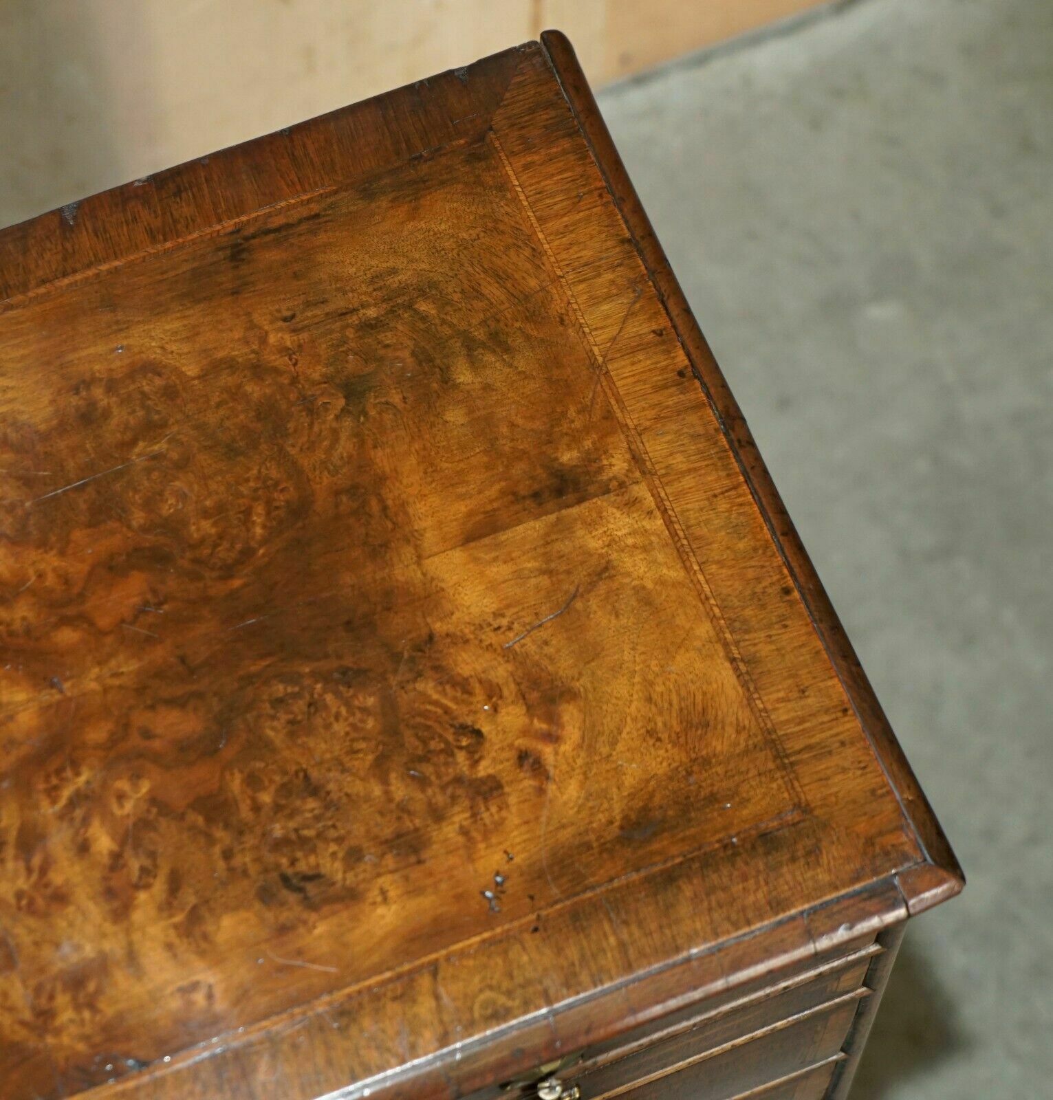 3950.0 Exquisite Antique Circa 1760 Burr Walnut George III Bank / Chest Of Drawers photo