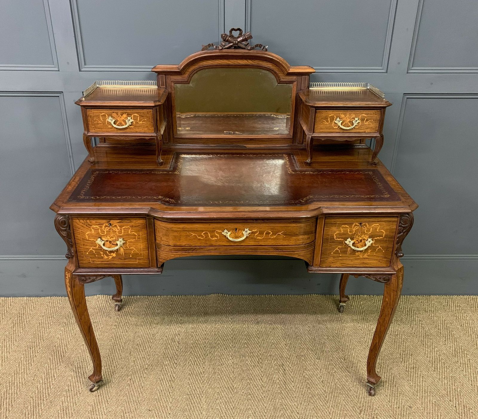 Victorian Inlaid Rosewood Writing Desk By Jas Shoolbred