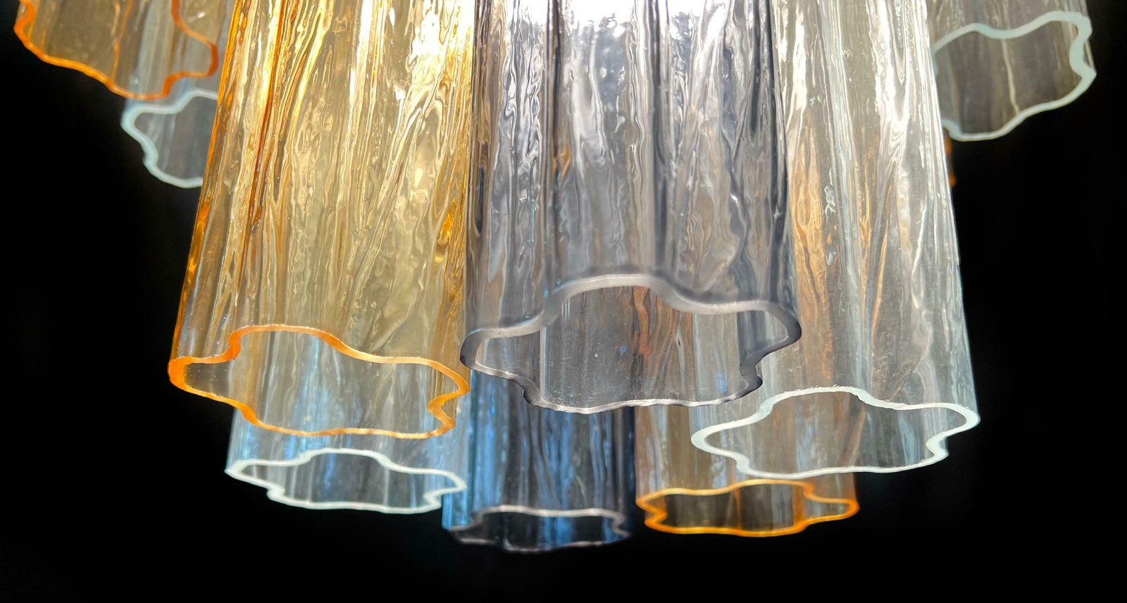 photo vinterior Majestic Gold Fumé And Clear Murano Chandelier By Valentina Planta