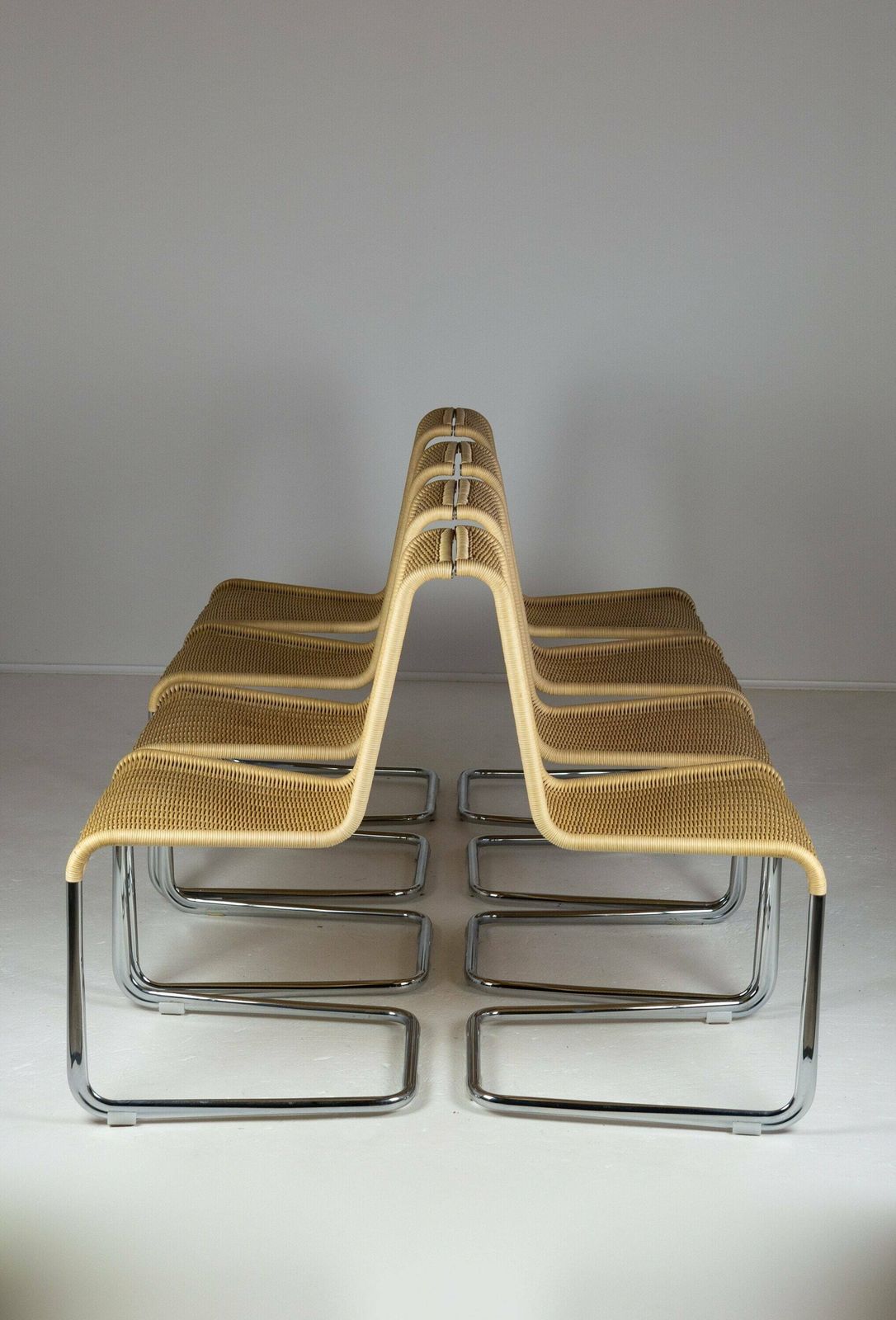 photo for sale Set Of Eight B20 Cane And Chrome Cantilever Dining Chairs By Axel Bruchhäuser For Tecta
